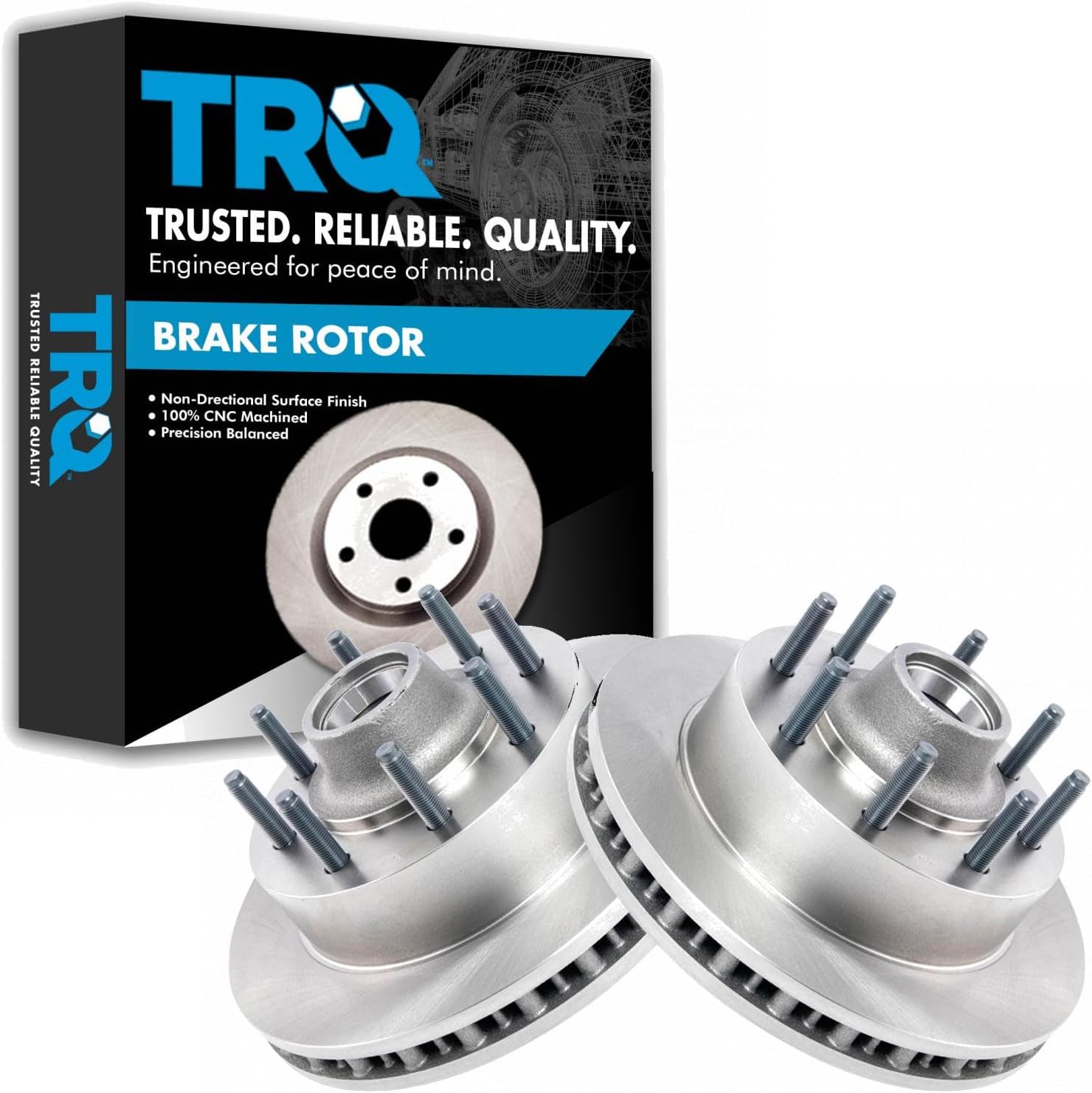 TRQ Front Brake Rotors Set Vented Compatible with 2003-2004 Ford Excursion F-250 Super Duty F-350 Super Duty