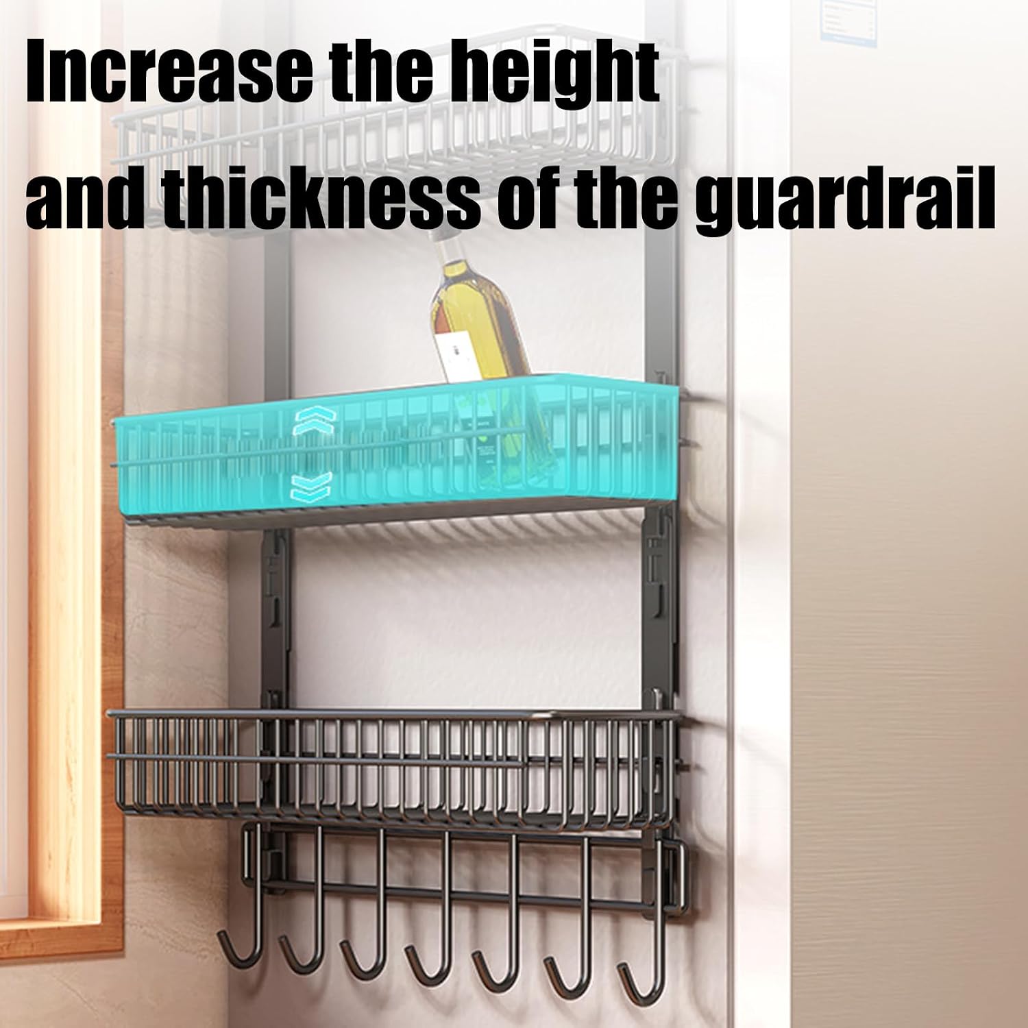 3 Stage Food Storage Shelf Carbon Steel Construction Ideal for Containers and Household Items Door Hanging Rack