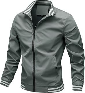 Foweknow Transition Jacket - Chaqueta de béisbol para hombre, cuello alto, clásica, estilo bomber, táctica, sencilla, versátil, para uso diario, ocio, moda, para exteriores, color verde, verde, 3XL