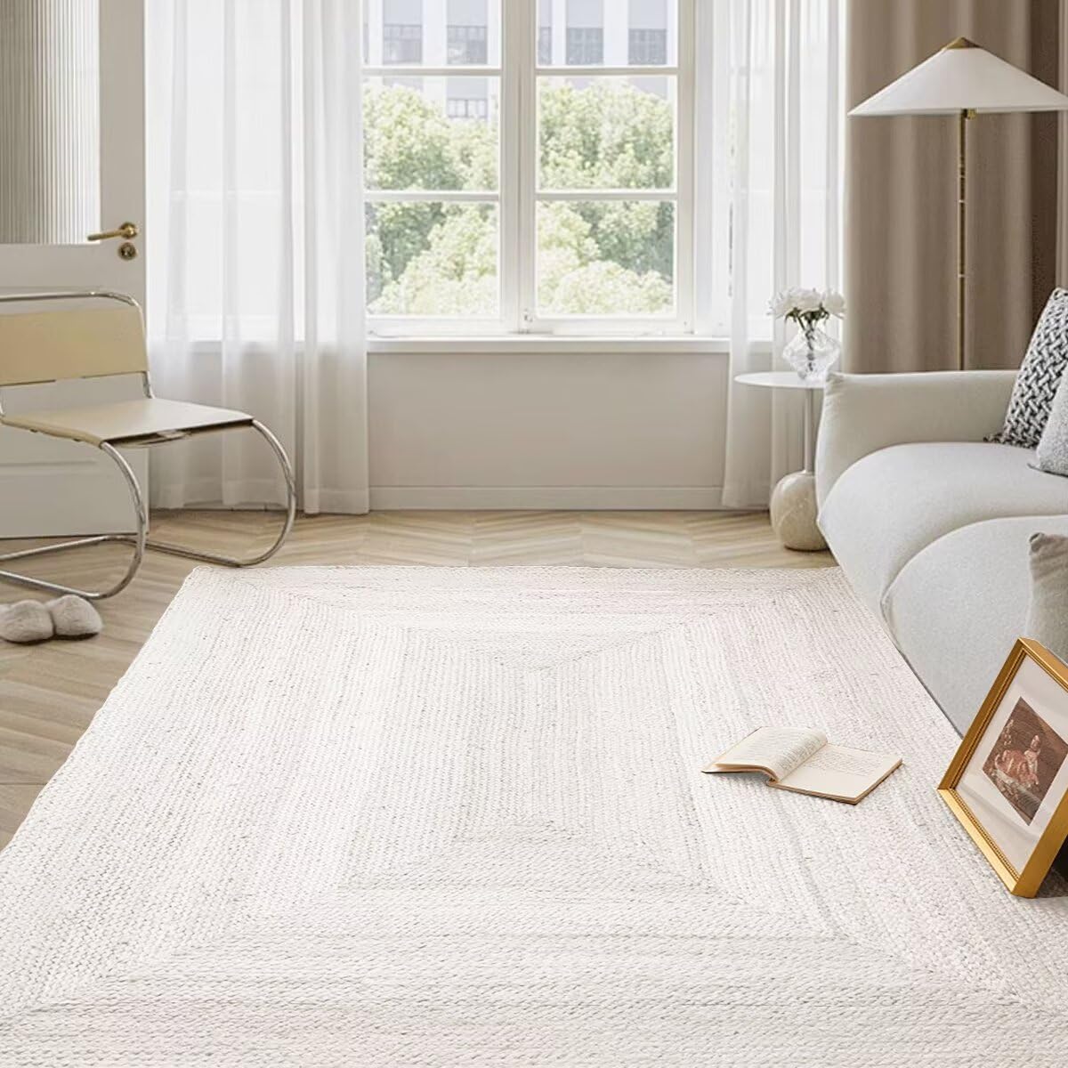Photo 1 of Shatex Area Rug 8x10 Feet, Farmhouse Chunky Rug, Large Handmade Flat Weave Jute Rug for Lving Room, Bedroom, Playroom