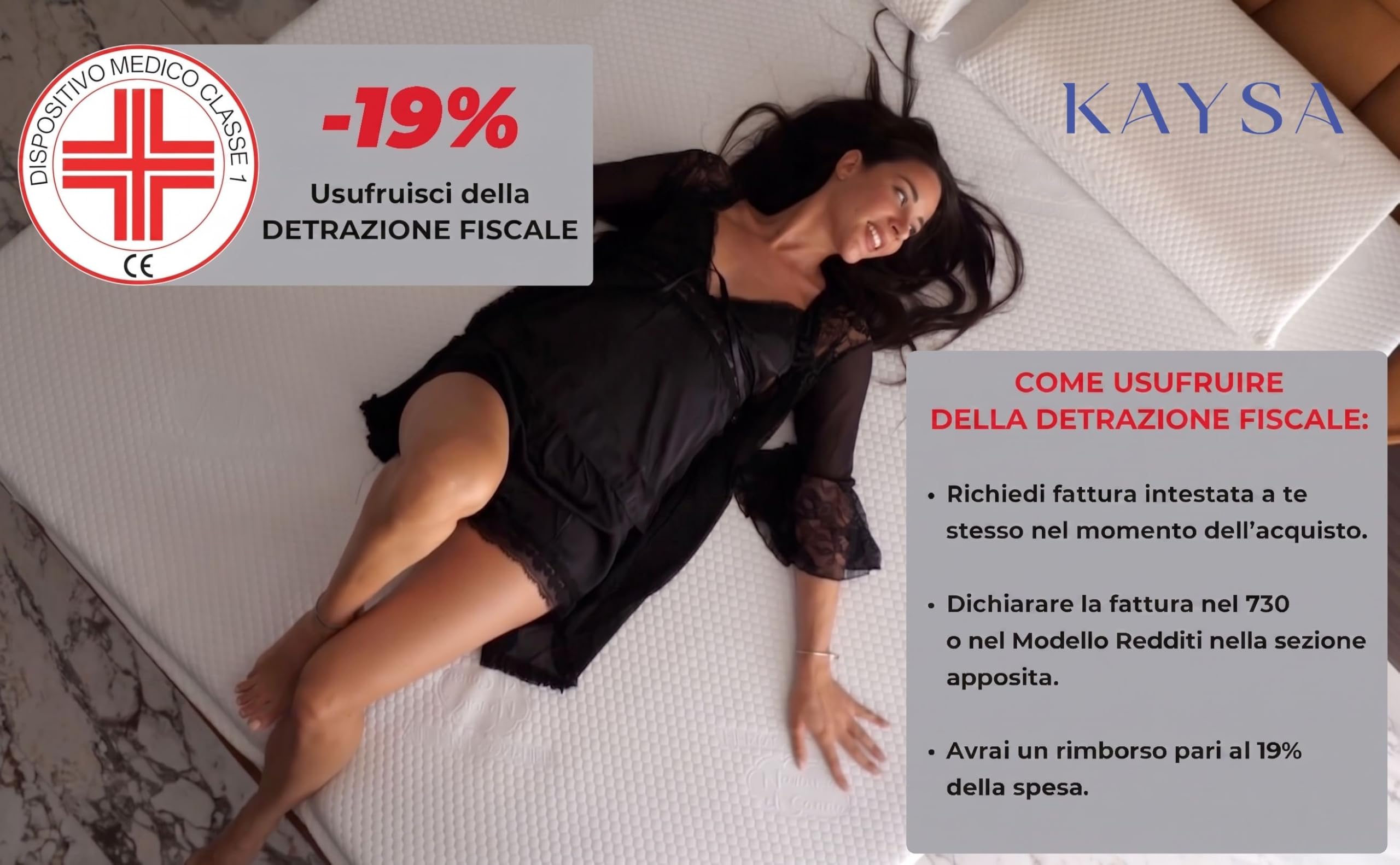 Nuvole di Sonno Topper Serenity Matrimoniale 160x190 Ortopedico in Memory Foam Alto 6cm 7 Zone, Materasso Correttore, Elastici Regolabili, Sfoderabile, Made in Italy, Disp.Medico Detraibile n.2781798