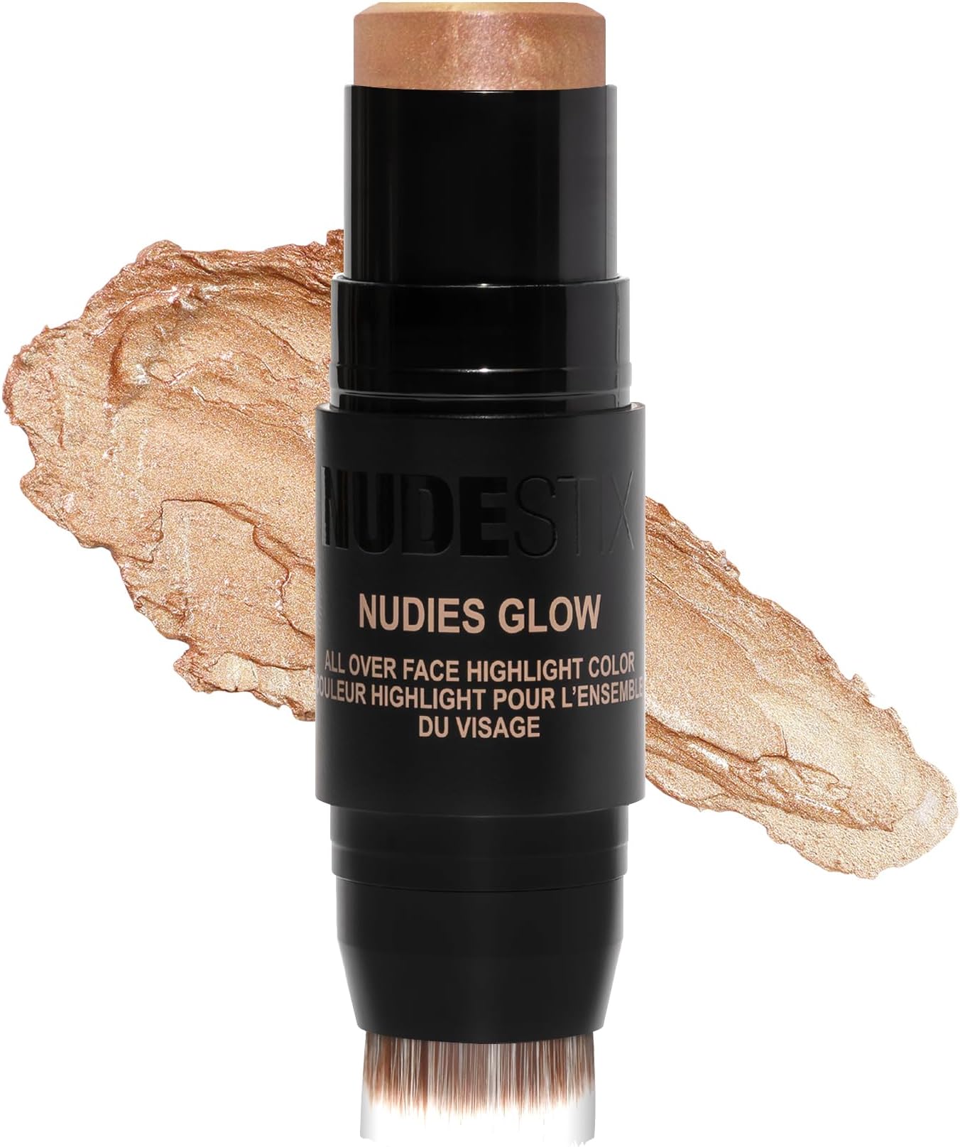 - Nudestix Nudies Glow Highlighter Stick – Multi-Use Cream Highlighter for Cheeks, Eyes & Body with Built-In Brush | Dewy, Radiant Finish | Clean, Vegan & Travel-Friendly Makeup