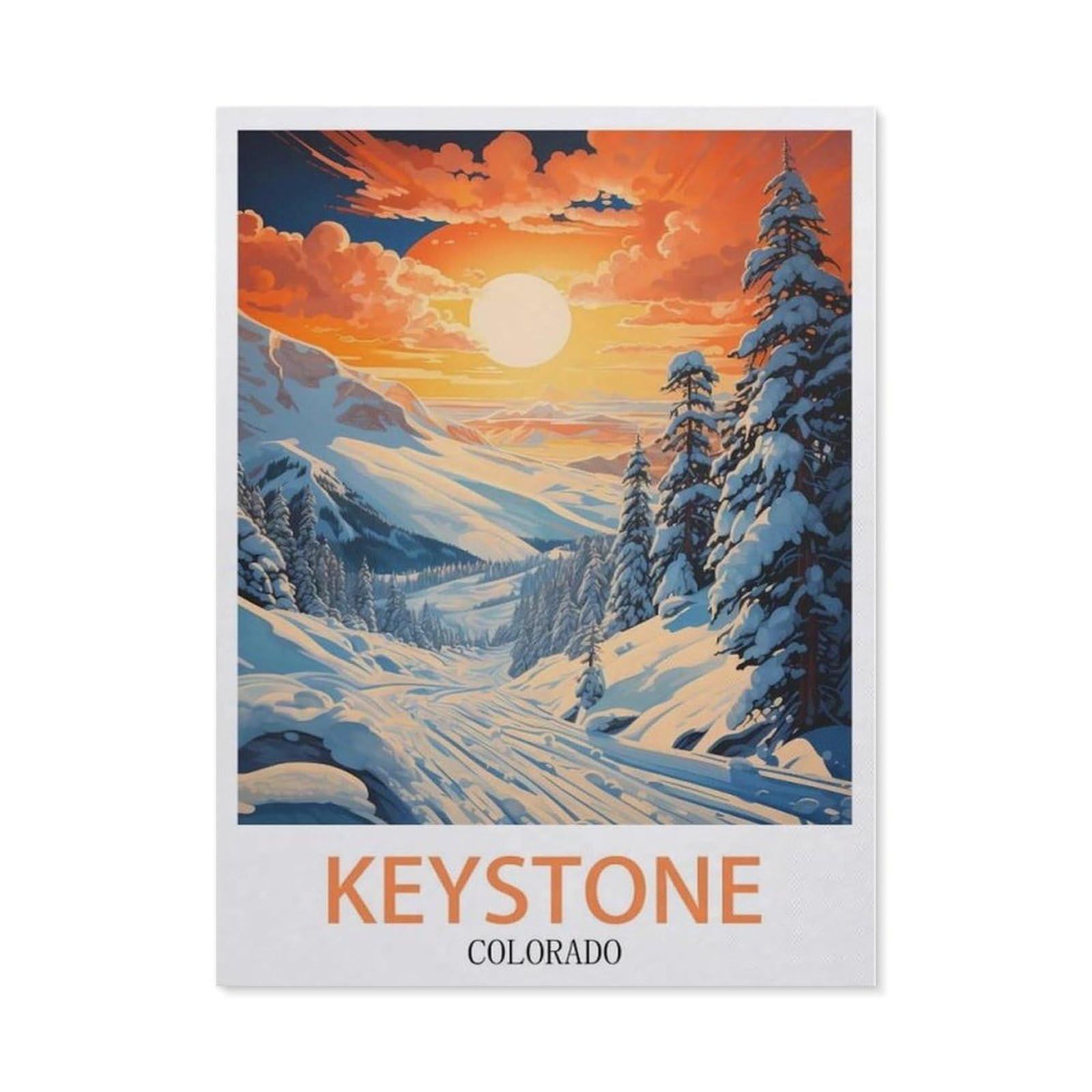Beayodkp （30 X 40 Cm/11.81 X 15.74 Inches） 5D Diamond Painting Set For Adults And Children，Keystone Colorado Vintage Travel Poster，Diy Diamond Crystal Rhinestone Embroidery Painting-Cg72