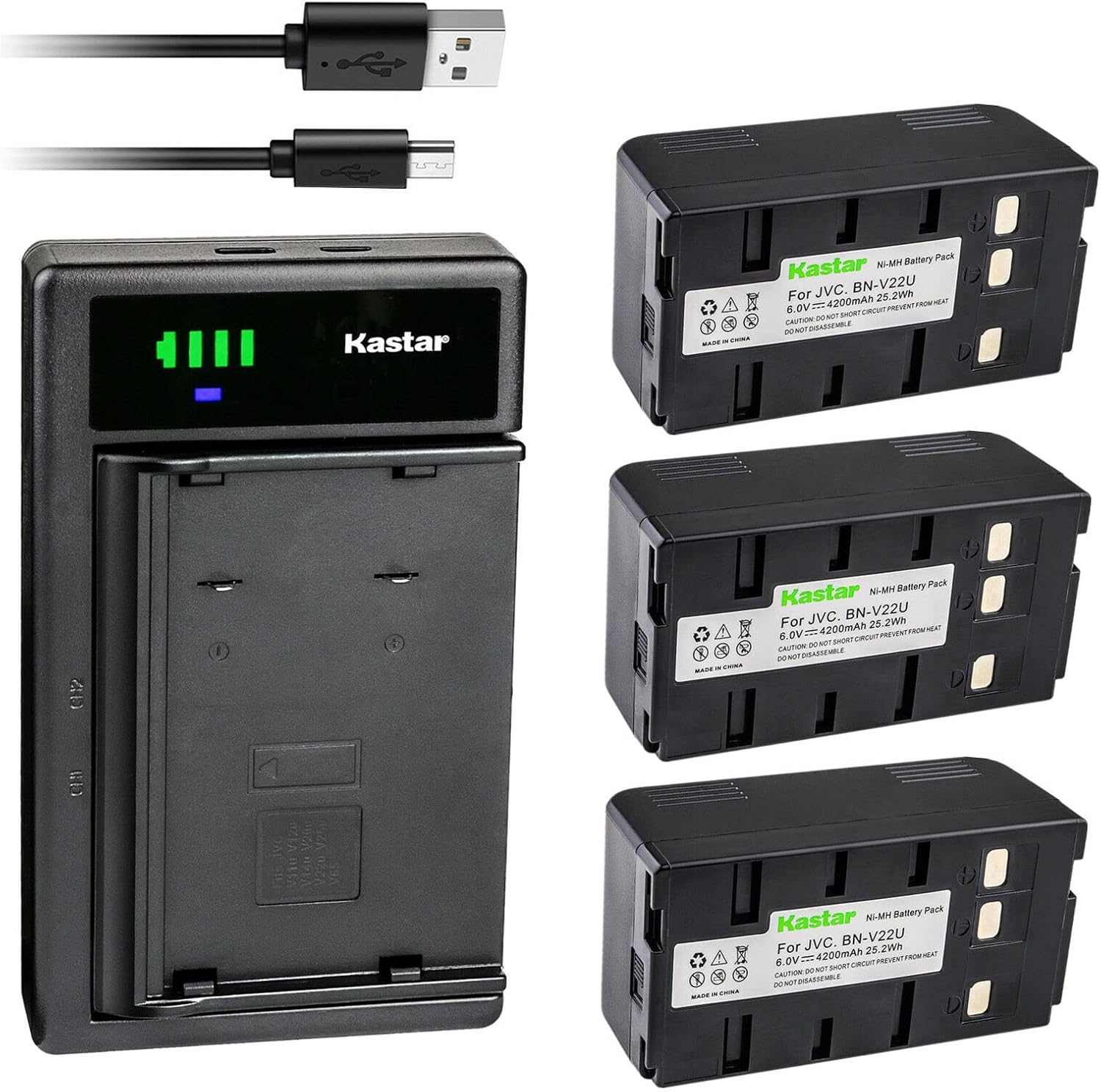 Kastar 3-Pack Battery and Smart USB Charger Replacement for Panasonic BP-12 BP-15 BP-17 BP-18 HHR-V20A/1B HHR-V214A/K HHR-V40A/1B, PV-S372 PV-S43 PV-S53 PV-S62 PV-S63 PV-S630 PV-S64 PV-S72 PV-S770A