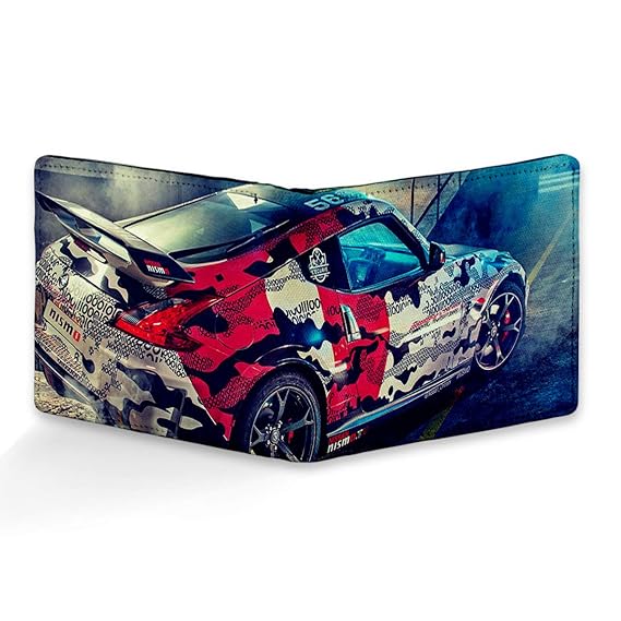 Sane Moda Cars Theme Printed Canvas Wallet/Purse for Boys/Mens -01 Piece-Multi Color