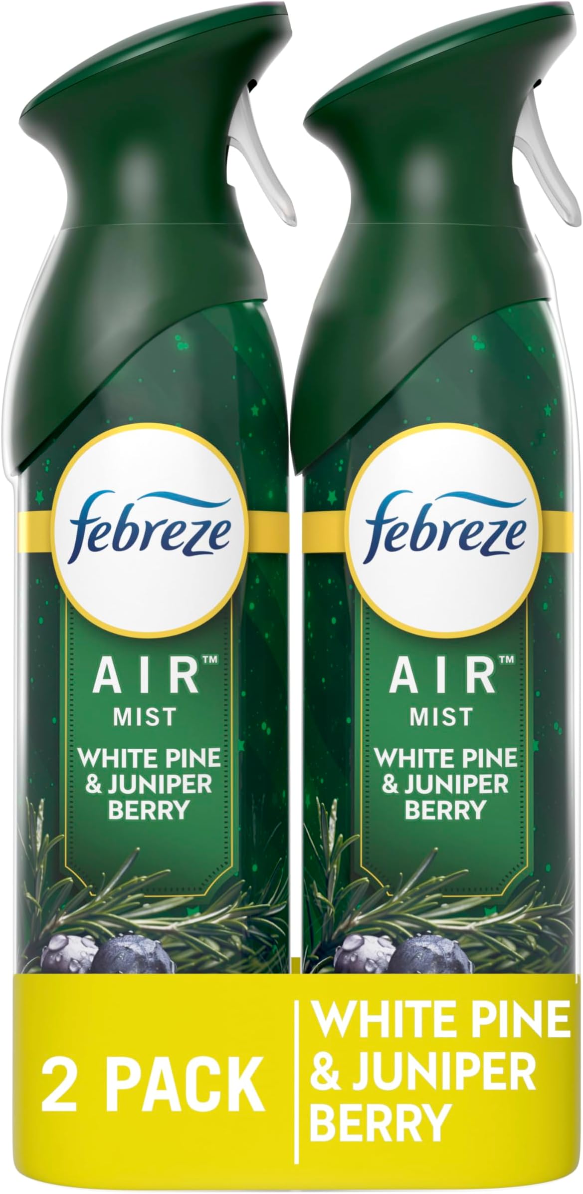 FebrezeAir Mist Air Freshener Spray, Odor-Fighting Room Spray, Air Fresheners for Home and Bathroom and Kitchen, Aerosol Can, White Pine & Juniper Berry Scent, 8.8oz, 2 Count