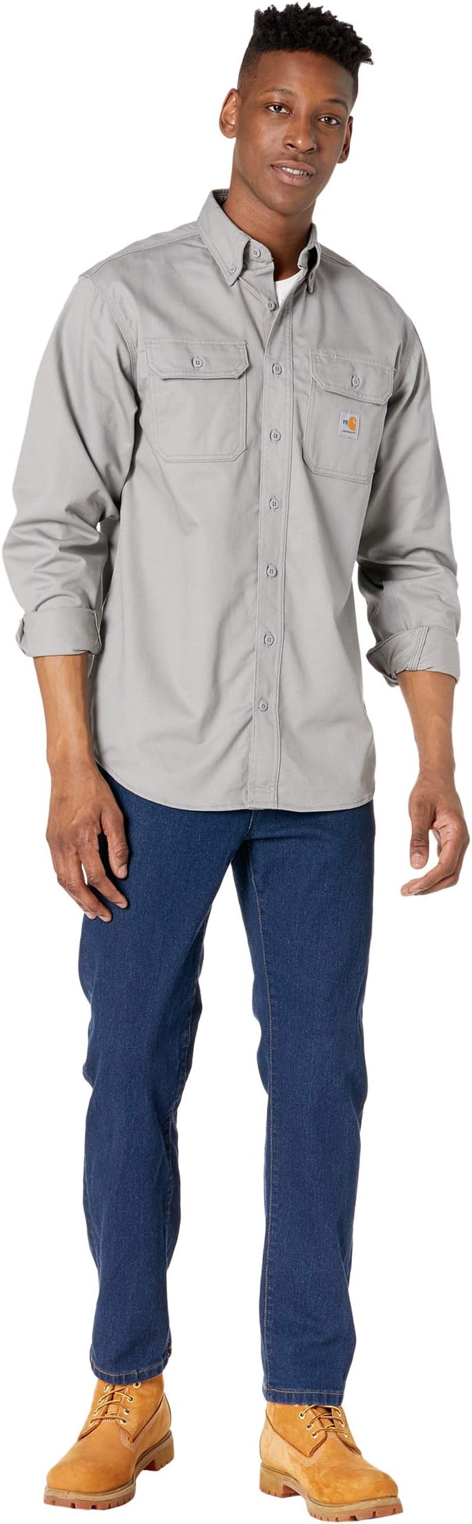 Мужская рубашка Carhartt Flame-Resistant (FR) Classic Twill, цвет: Серый — фото 2