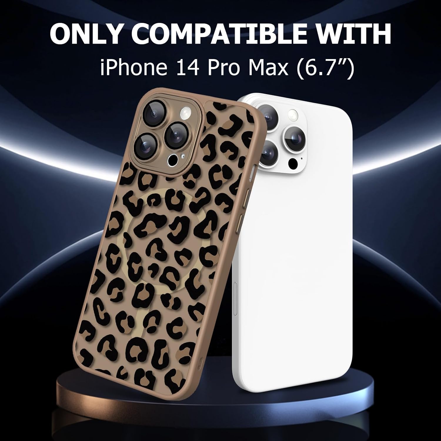 Magnetic for iPhone 14 Pro Max Case [Compatible with MagSafe] Cute Cheetah Leopard Print Pattern Design, Slim Bumper Translucent Matte Protective Cover for Women Men, Brown
