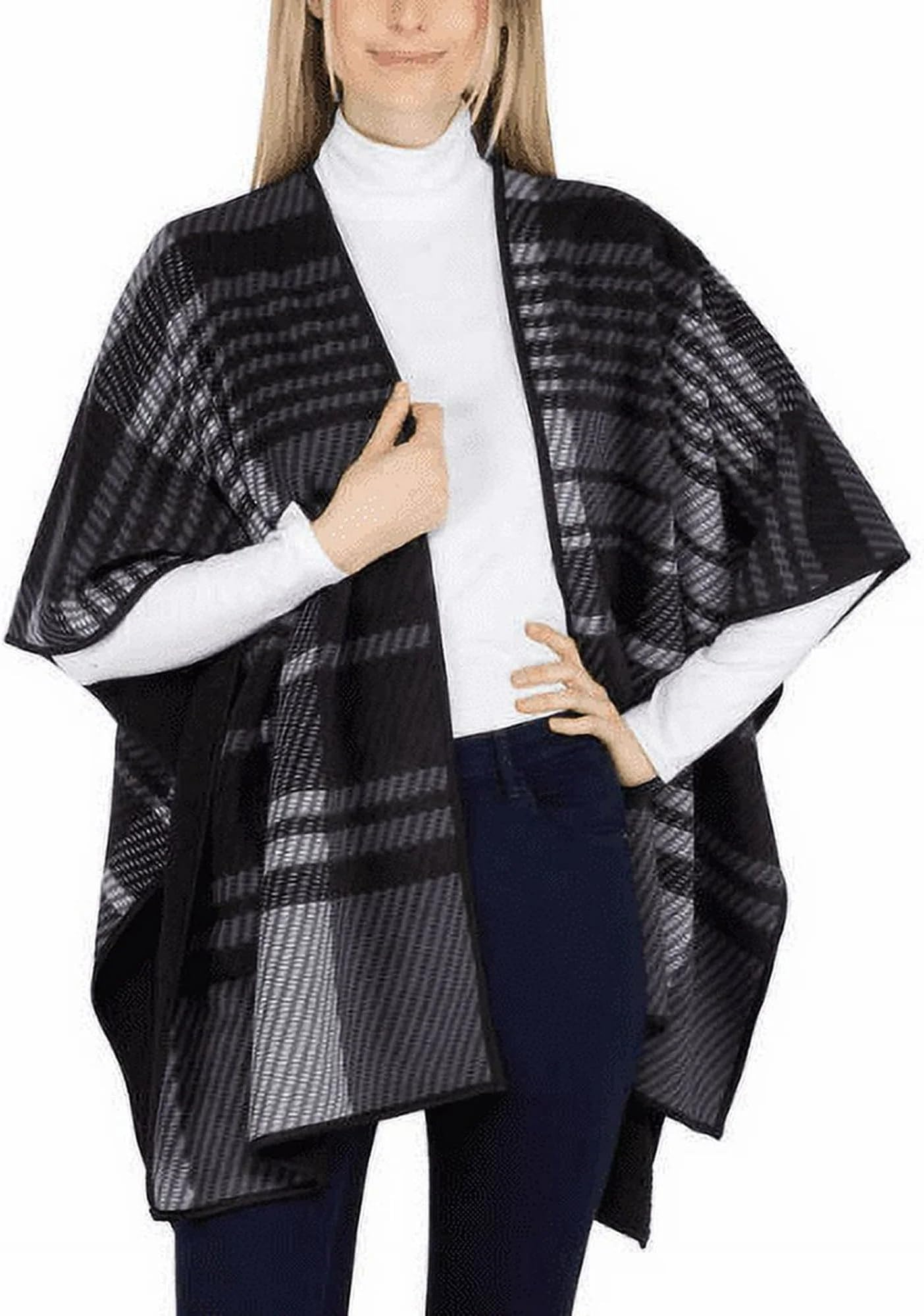 Ike BeharLadies' Reversible Wrap with High Pile Fleece, Black