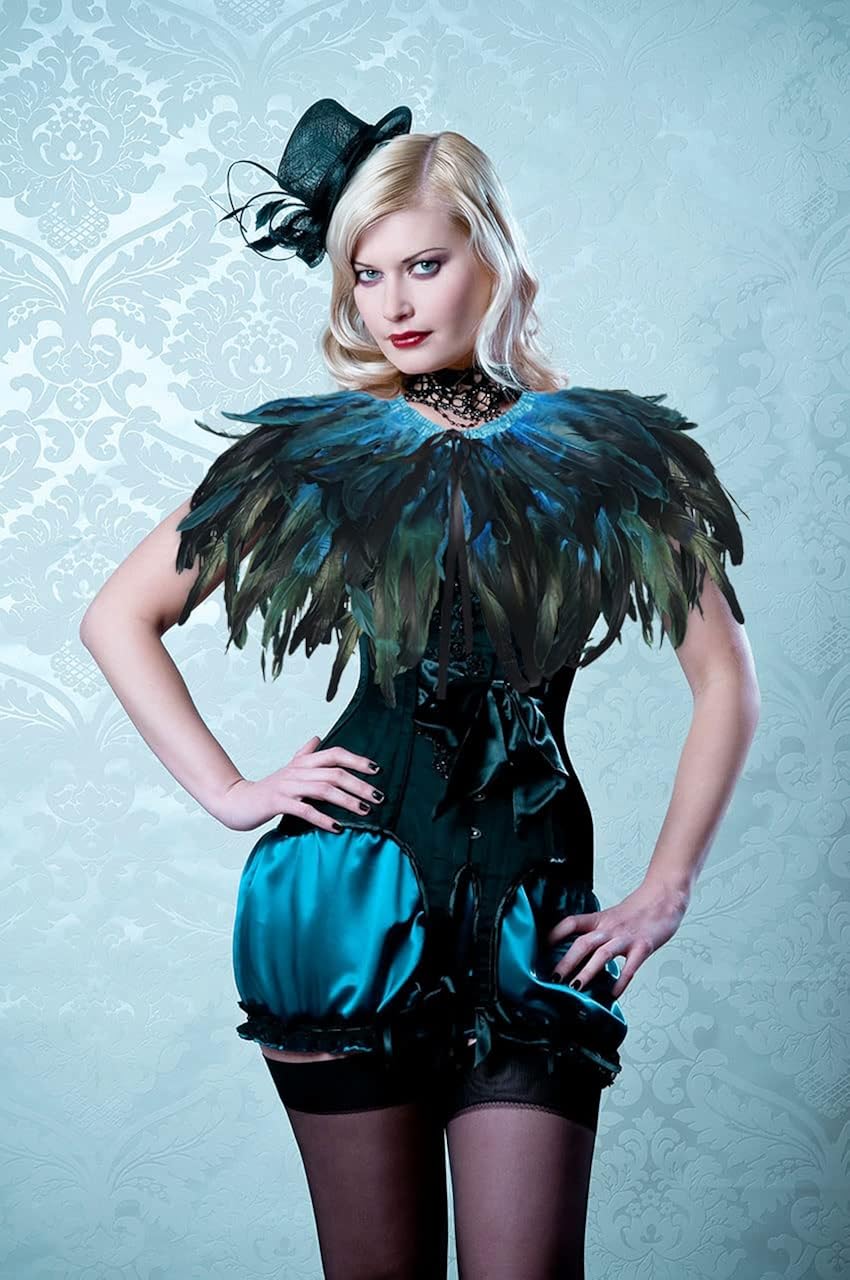 Miniatura 3 de Feather Cape Witch Accessories Collar Vampire Raven Shawl Fallen Angel Halloween Costume for Women