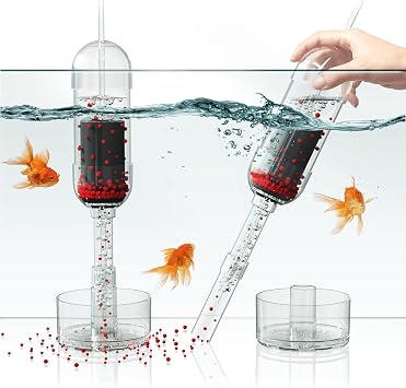 Aquarium Cleaner 2-in-1 Small V2 710.6 in Water Depth | Air Pump Powered | Removes Debris on Top of the Substrate | Reduces Floating Fine Particles