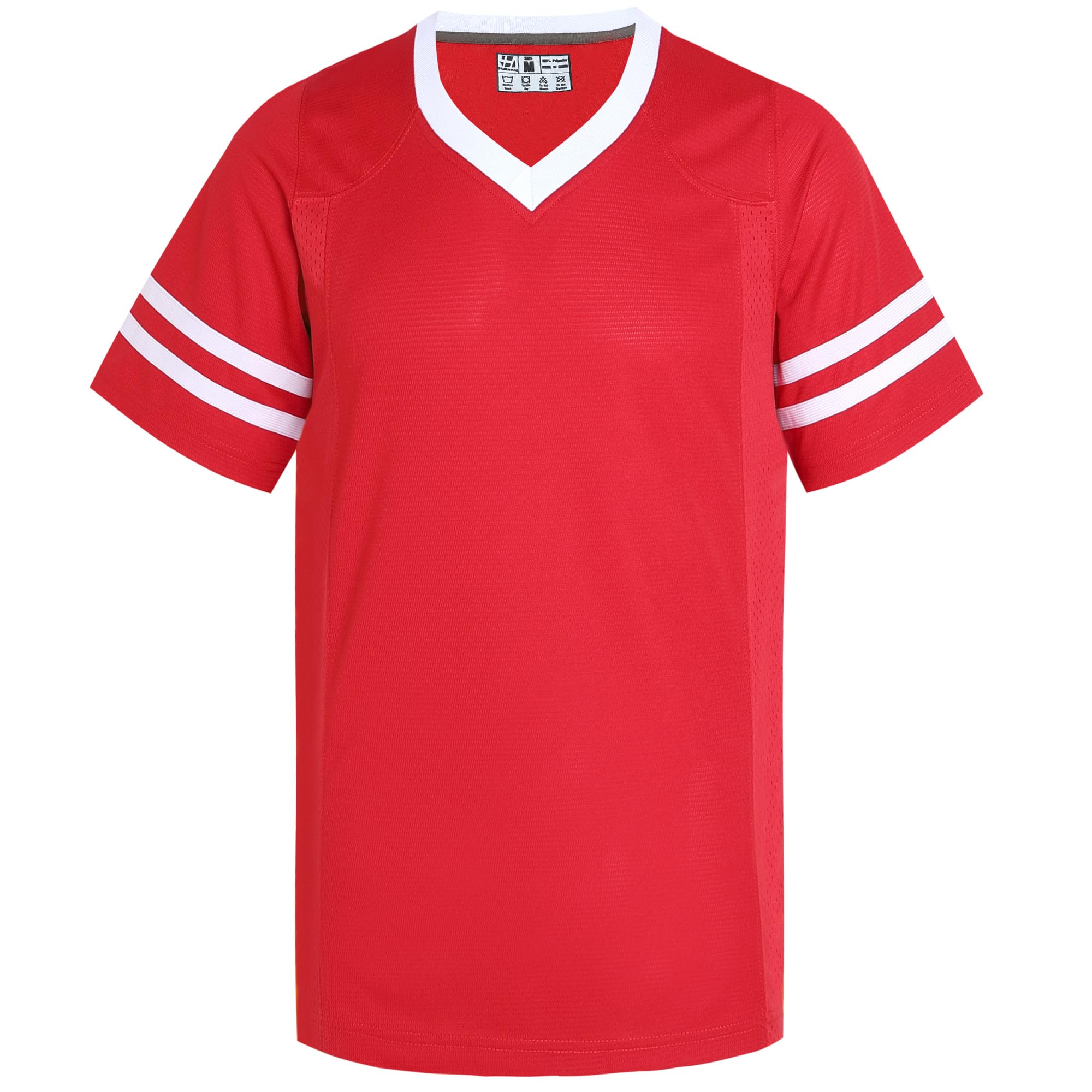 Pullonsy Red Football Jerseys for Men Women Unisex New Year Party Shirts Christmas Tops Team Game Vintage Outfit White Stripe-Red Jersey,Men Size Medium