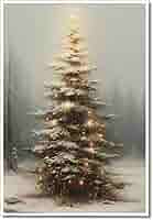 油彩画　Xmas tree Amazon.com: WAYUWGAN Vintage Christmas Canvas Wall Art Pine