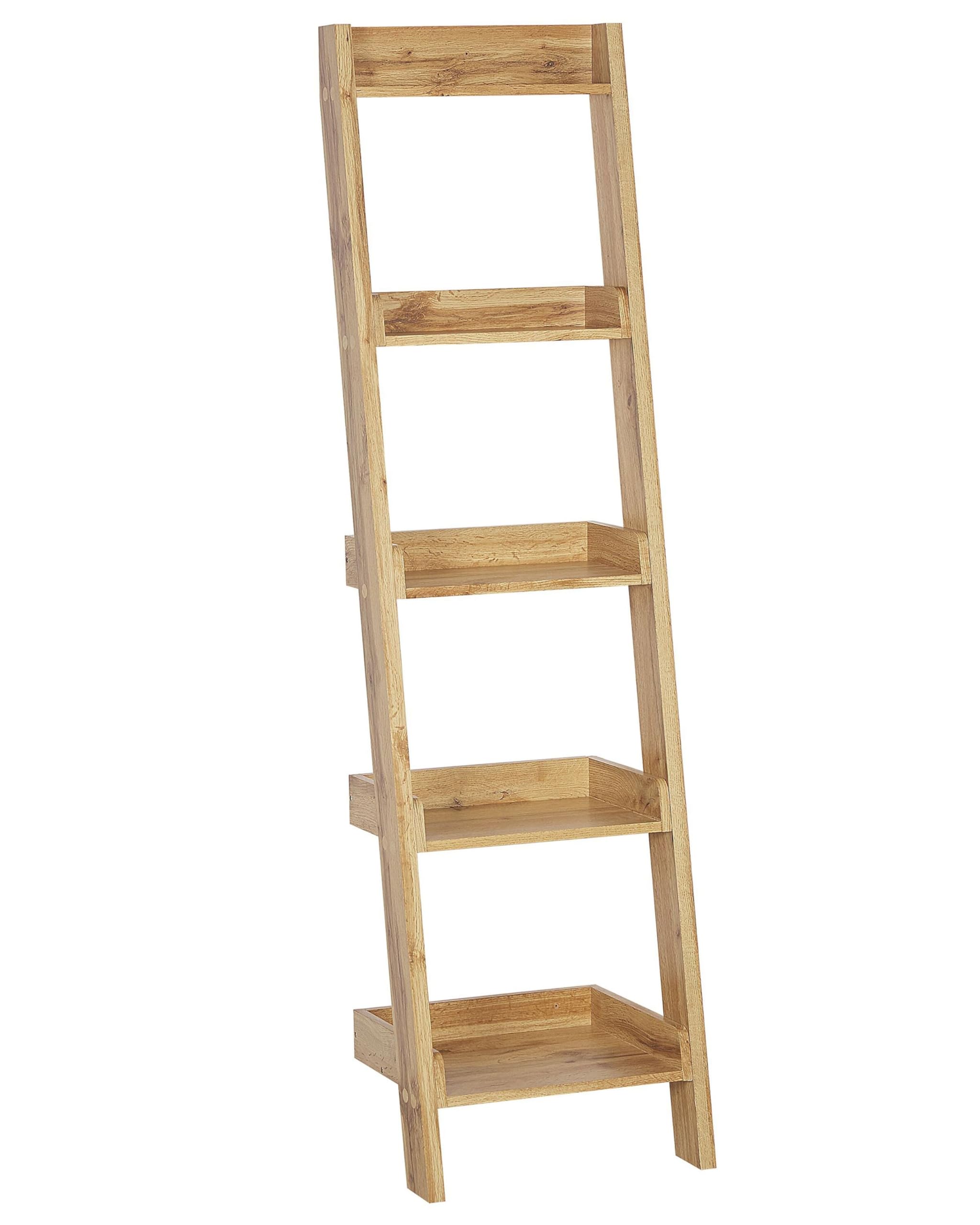 Beliani Libreria a scala 4 ripiani legno chiaro scaffale inclinato moderno contemporaneo
