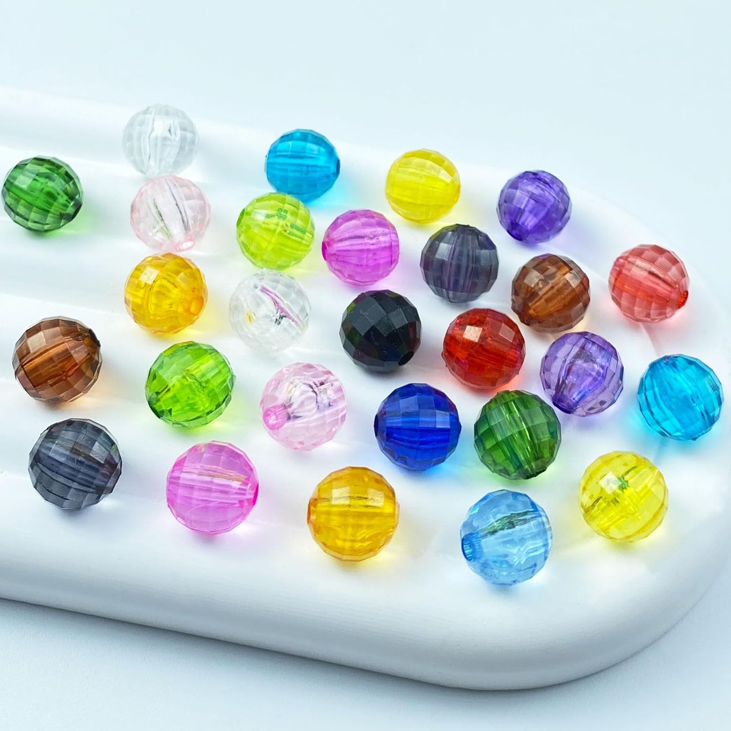 400 PCS 8mm Acrylic Round Faceted Beads Crystal Spacer Beads Multiple Faceted Loose Beads for DIY Jewelry Making Bracelet Necklace Earring Wind Chimes Wine Charms Sun Catchers(Multicolor)