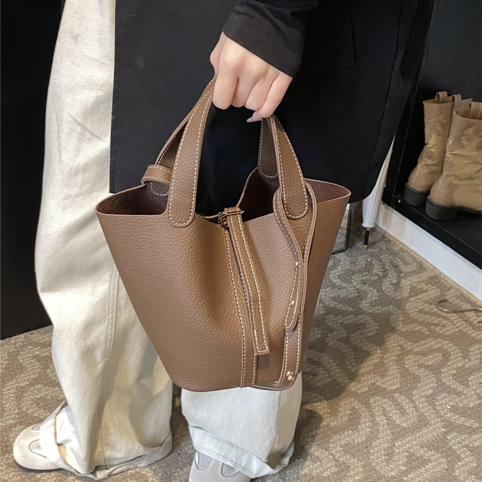 Elegante Make-up-Tasche for Damen, modisches Umhängetaschen-Set mit großer Kapazität for die Arbeit, den täglichen Gebrauch, lässig, trendig, vielseitig(Light Brown)