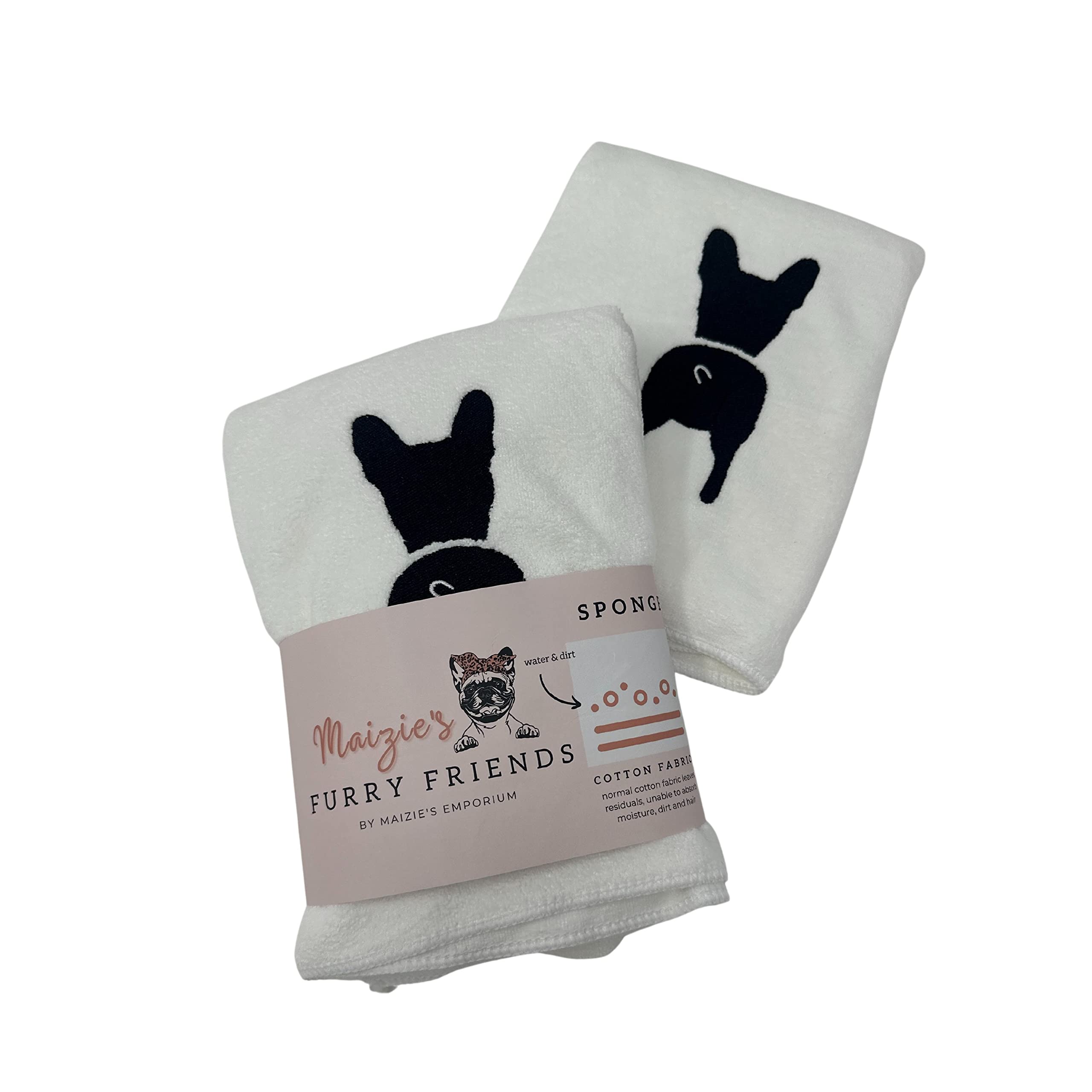 Maizie's Emporium Maizie's Furry Friends Microfiber Towel | Quick Dry Towel | Dog BathTowel | Quick Drying Super Soft Microfiber Pet Towel |Pack of 2 White