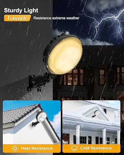 Vista 13 de Paquete de 4 luces LED de granero, 150 W, 20000 lúmenes, luces de área de patio del atardecer al amanecer, iluminación al aire libre con fotocélula