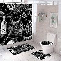 Vista 9 de 4PCS Halloween Shower Curtain Sets with Rugs, Bloody Handprint Shower Curtain, Waterproof Fabric White Shower Curtain, Gothic Spooky Scary Bloody