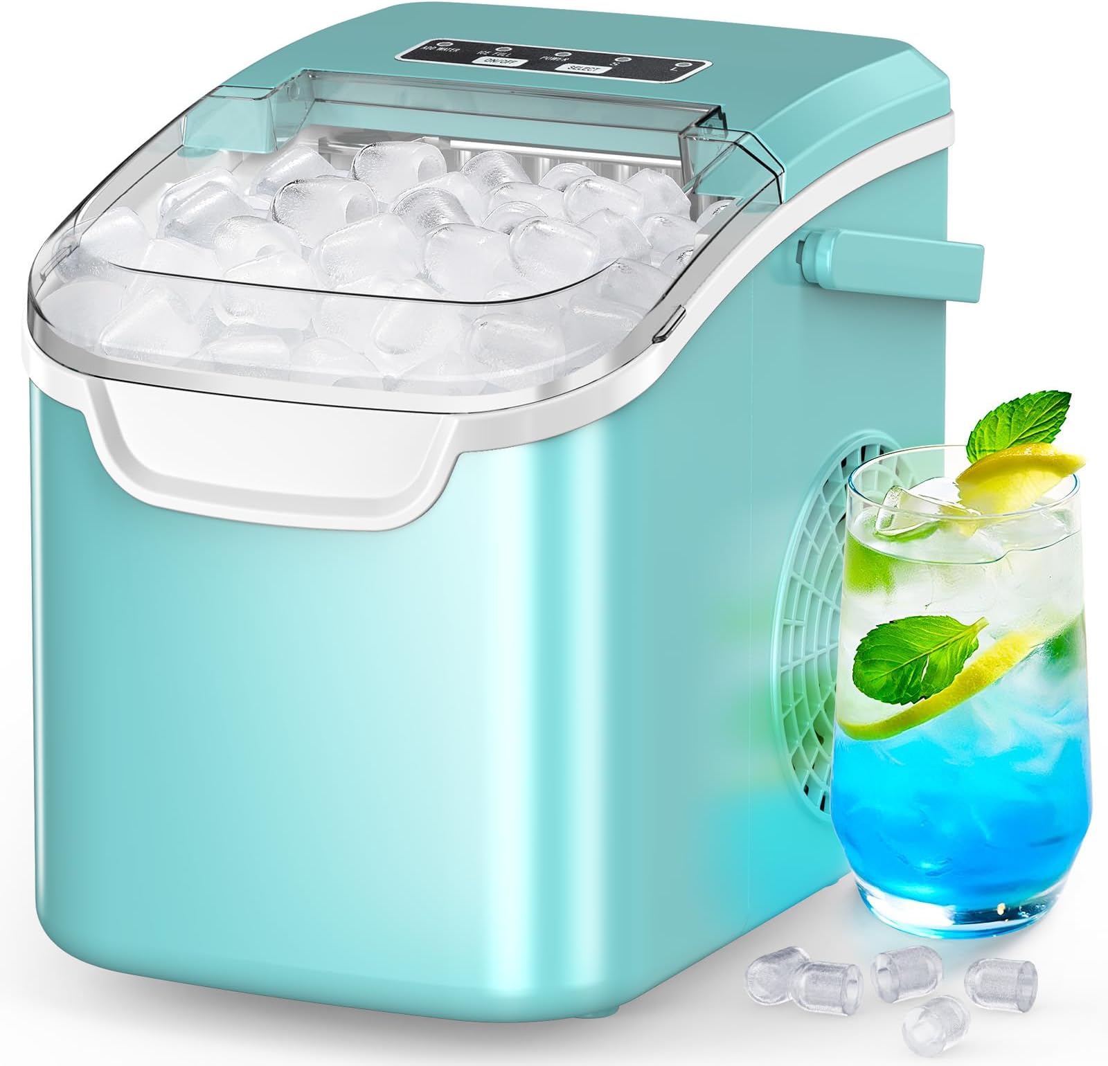 COWSAR Ice Maker Countertop, Portable Ice Machine with Self-Cleaning, 26.5 lbs/24Hrs, 8 Ice Cubes in 6 Mins, Ice Basket and Scoop, Ideal for Home, Kitchen, Bar, Camping