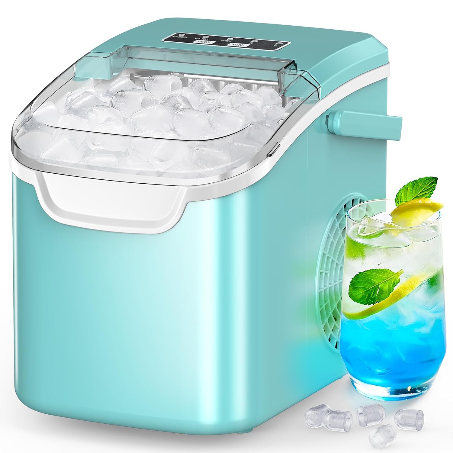 COWSAR Ice Maker Countertop, Portable Ice Machine with Self-Cleaning, 26.5 lbs/24Hrs, 8 Ice Cubes in 6 Mins, Ice Basket and Scoop, Ideal for Home, Kitchen, Bar, Camping
