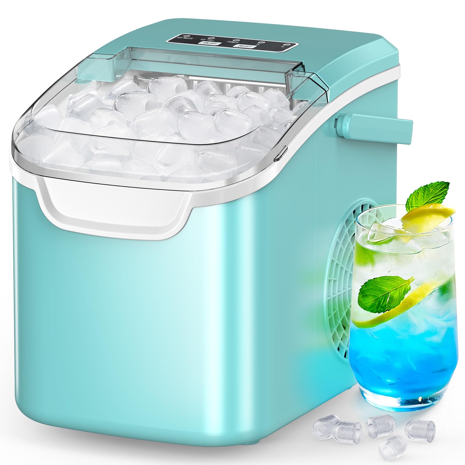 COWSAR Ice Maker Countertop, Portable Ice Machine with Self-Cleaning, 26.5 lbs/24Hrs, 8 Ice Cubes in 6 Mins, Ice Basket and Scoop, Ideal for Home, Kitchen, Bar, Camping