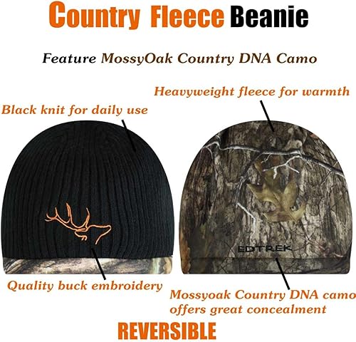 Miniatura 4 de EDTREK Gorro reversible de forro polar resistente al viento, cálido sombrero de invierno para caza, pesca, campamento en clima frío