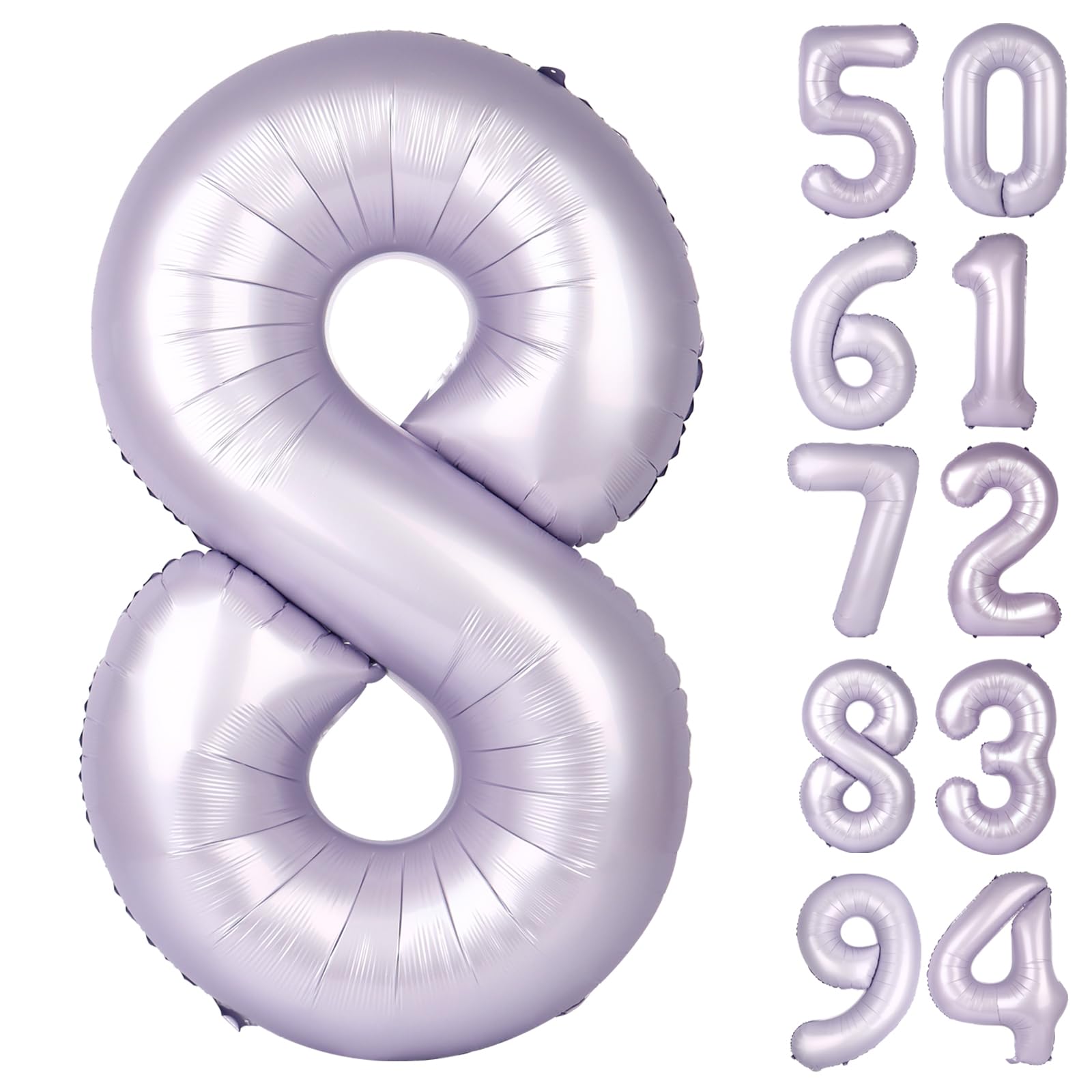 Light Purple 8 Balloon - Number Balloon 40 Inch, 8th Birthday Decorations