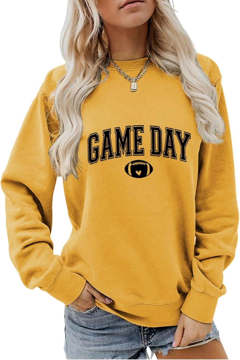 Game Day Sweatshirt Women Football Sweatshirt Football Graphic Pullover Casual Crewneck Long Sleeve Game Day Fan Tops - Image 3