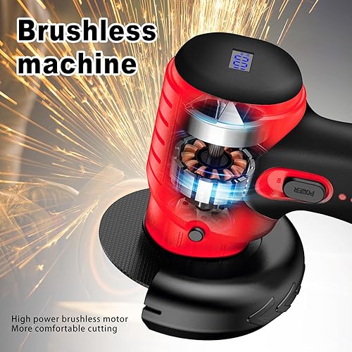 Miniatura 40 de Kit de amoladora angular inalámbrica sin escobillas, mini herramienta de molienda angular eléctrica de 19500 rpm con batería de 2 x 16.8 V 2000 mAh