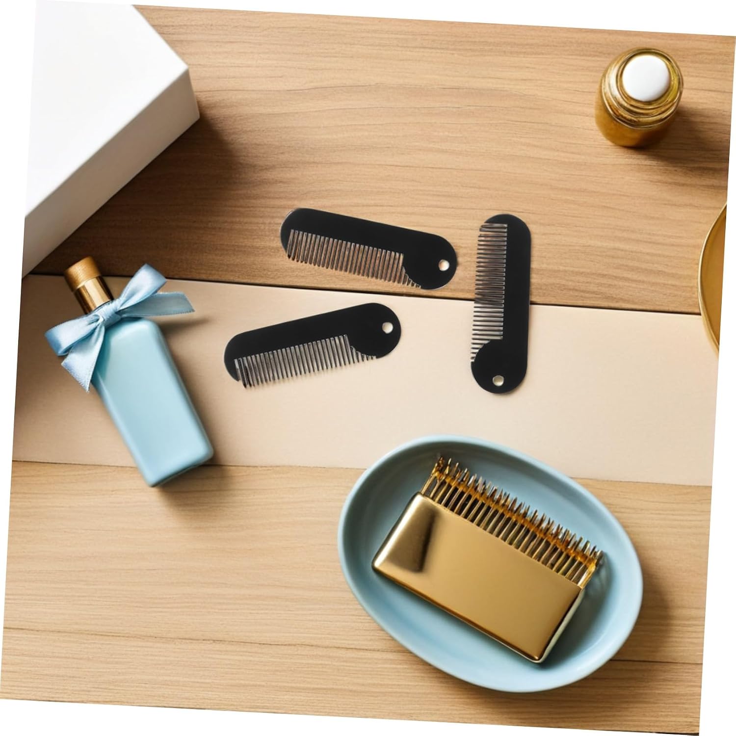 4pcs Mini Metal Beard and Mustache Combs Small Fine Tooth Hair Styling Tools Portable Grooming Brushes for Men Travel Use