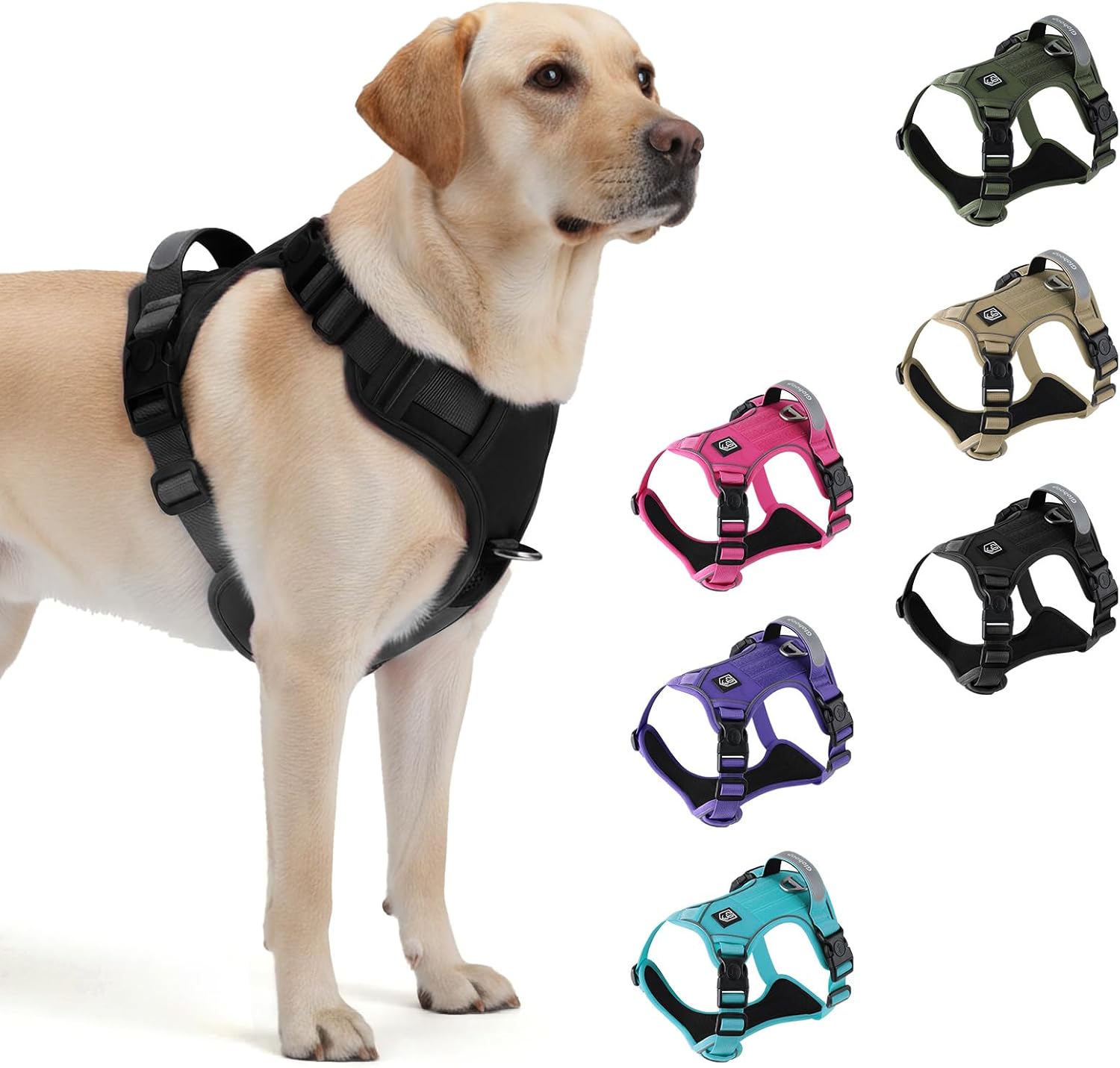 Durable No-Pull Tactical Dog Harness for Large Dogs – Reflective & Padded