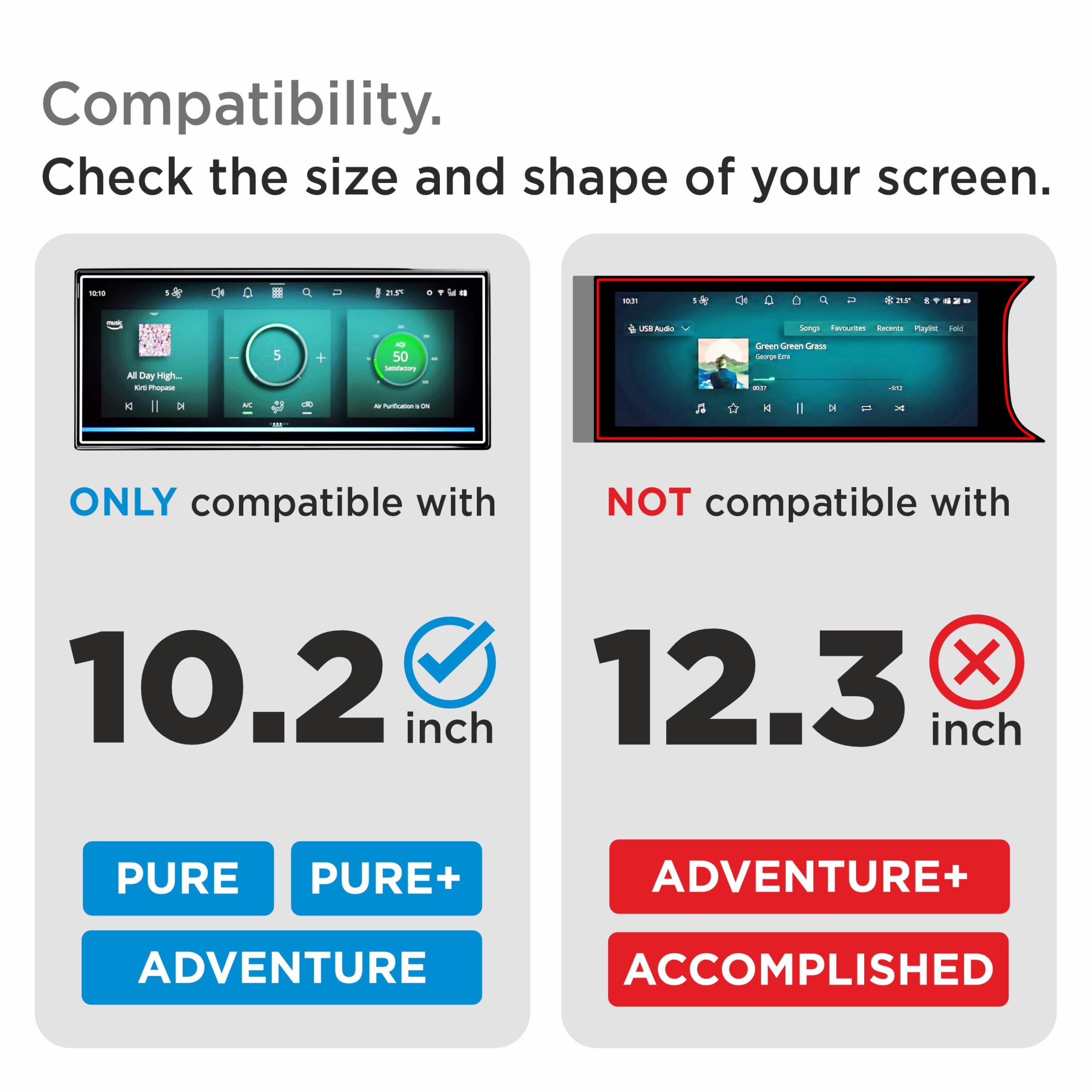 SPARTAN SHIELD {4 PACK} Screen Guard For TATA SIERRA 2025+ || ADVENTURE, PURE & PURE+ || 10.25 Inch Infotainment Touchscreen + 7 Inch Instrument Cluster + AC Panel + Sterring Cluster Protector || Anti Scratch | Water Resistant | HD Clarity || TataSierra Car Accessory 2026 [NOT TEMPERED GLASS] — Amazon image 2