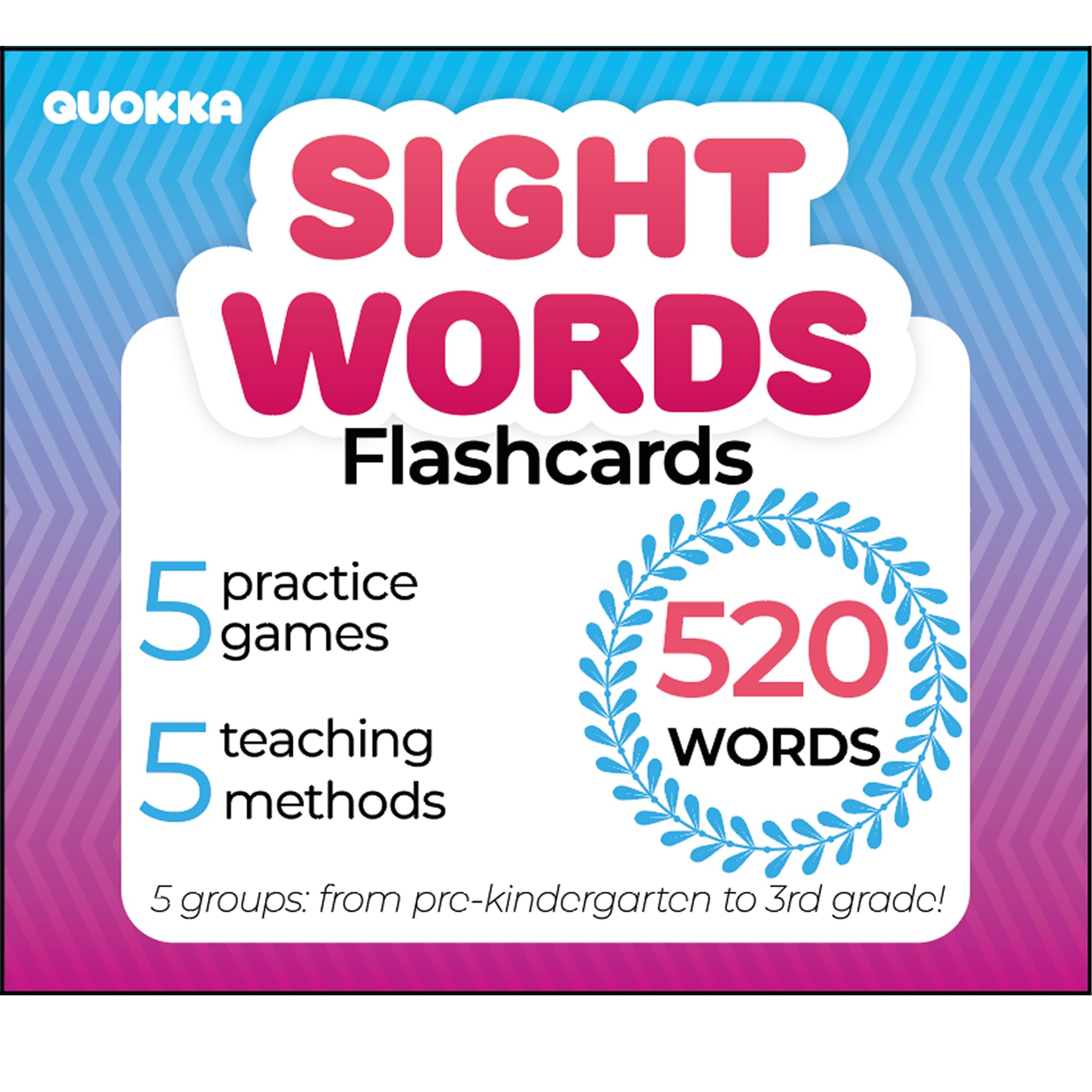 QUOKKA Phonics Flash Cards for Kids Ages 4-8 I 20 Phonic Stages 260 Card Games for Kids Ages 3-5 and 6-8, 260 Phonics, Medium