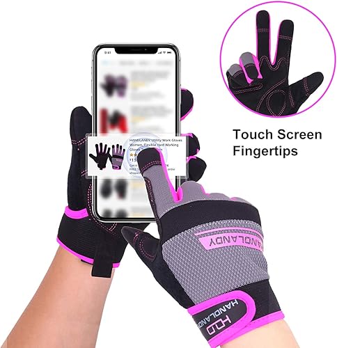 Miniatura 2 de HLDD HANDLANDY Guantes de trabajo para mujer, guantes de trabajo multifuncionales, para mecánicos, para jardinería, construcción, bricolaje, con
