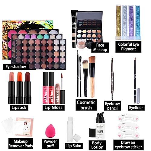 Miniatura 3 de Pure Vie Juego de maquillaje sorpresa todo en uno, incluye paleta de sombra de ojos, corrector de lápiz labial, rubor, delineador de ojos, polvo