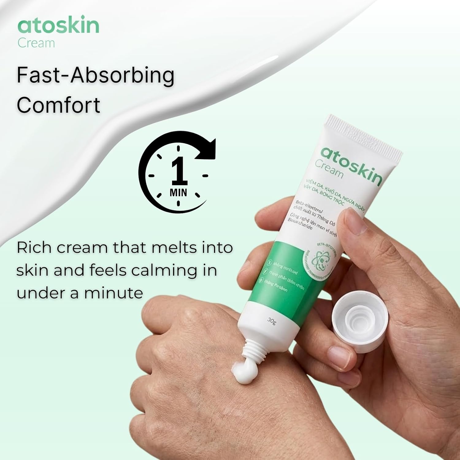 Atoskin Eczema Cream, Psoriasis & Folliculitis Soothing Lotion, For Drying, Itching and Dermatitis Irritation, Gentle Moisturizer For Adults & Kids with Shea Butter & Sweet Almond Oil (1.01 Oz)