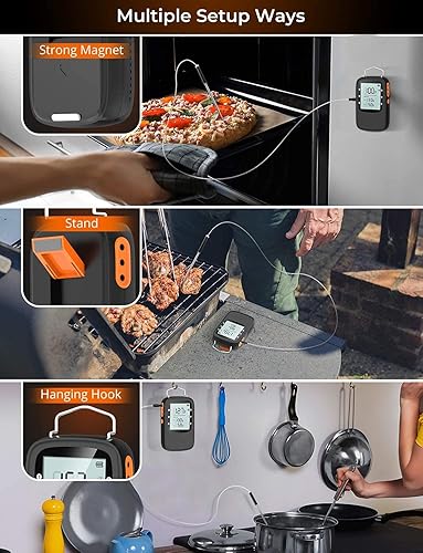 Vista 27 de Govee - Termómetro para carne, termómetro para alimentos inalámbrico, reloj temporizador con sondas Negro