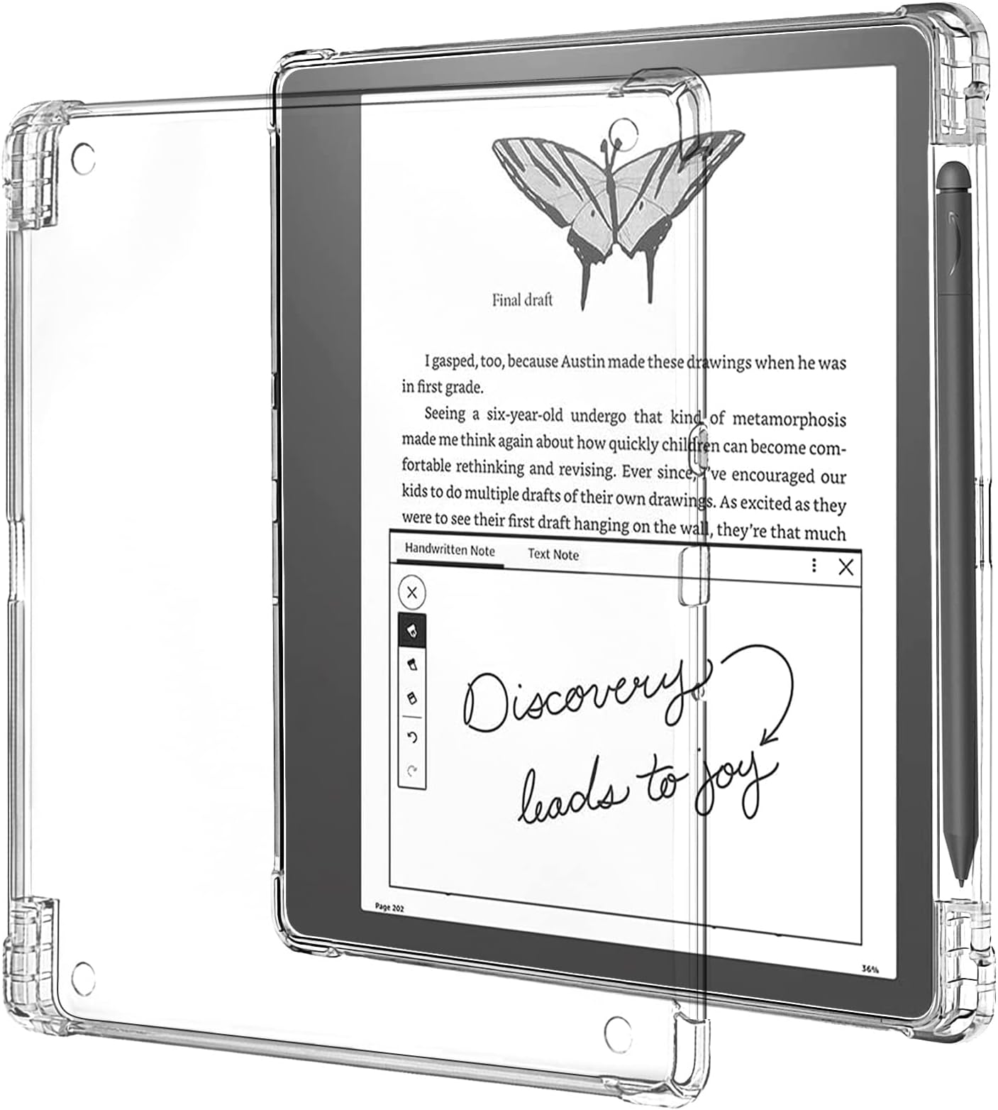 WALNEW Clear Case for 10.2 Inch Kindle Scribe 2024 with Pen Holder, C4A6T4 Soft Transparent TPU Cover with Enhanced Corners for 10.2”Kindle Scribe 2024 and 2022 (Clear)