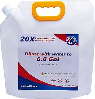 20X Concentrated Laundry Detergent Refill, Makes 6.6 Gal (800 Loads) - Ultra Stain Fighter, HE Compatible, Low Cost per Load for Home & Commercial Use