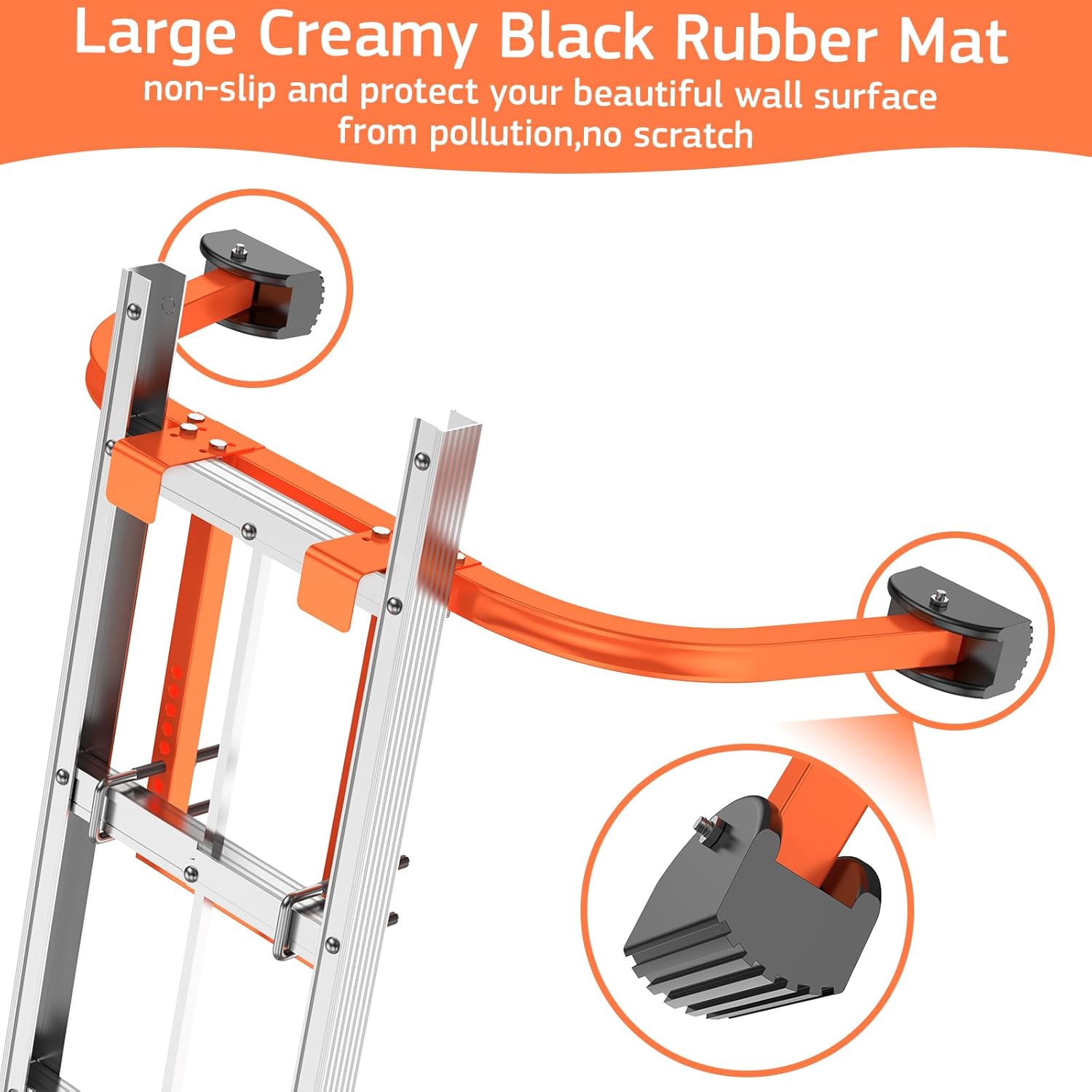 Condition photo showing New/Like New for ladder stabilizer, [heavy duty] ladder stabilizer accessory with wing span/wall extension - secure and stable ladder standoff arms for roof gutters with non-slip rubber bottom pad.