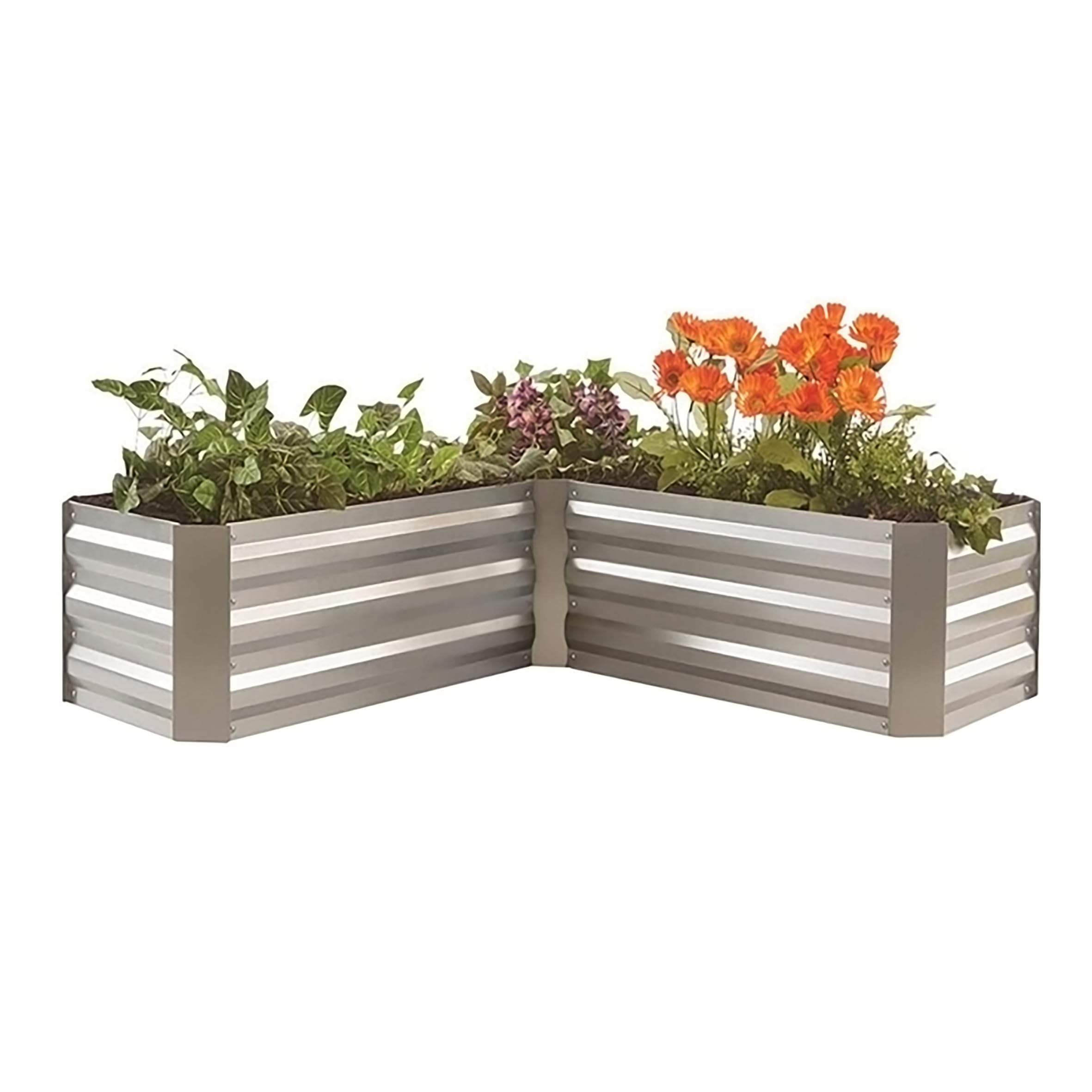 Spetebo Eck-Hochbeet Aus Metall - 120x45 Cm Pflanzkasten Für Gemüse & Kräuter - Verzinkter Stahl
