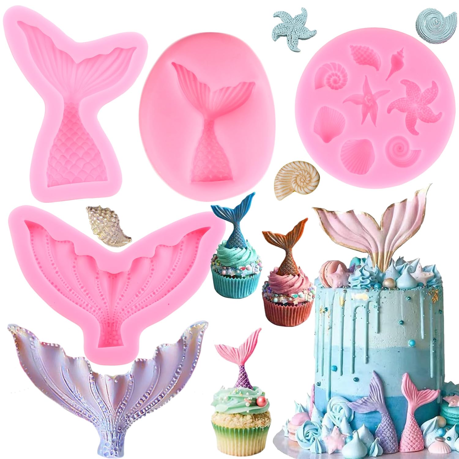 Muylin Gems Lot De 4 Moules En Silicone Pour Décoration De Gâteaux