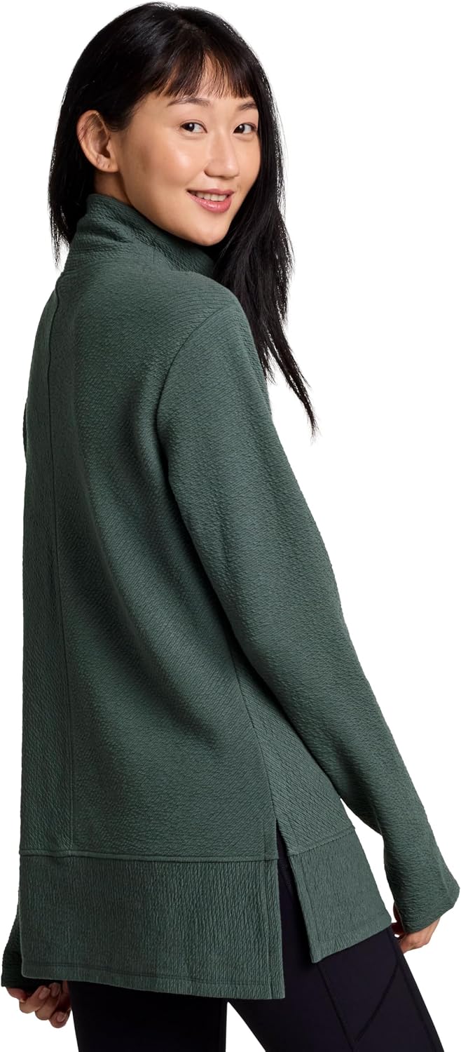 RBX Active Women's Ultra Soft Quilted Cowl Neck Pullover Sweater, Lightweight Mock Neck Tunic Sweatshirt with Thumbholes