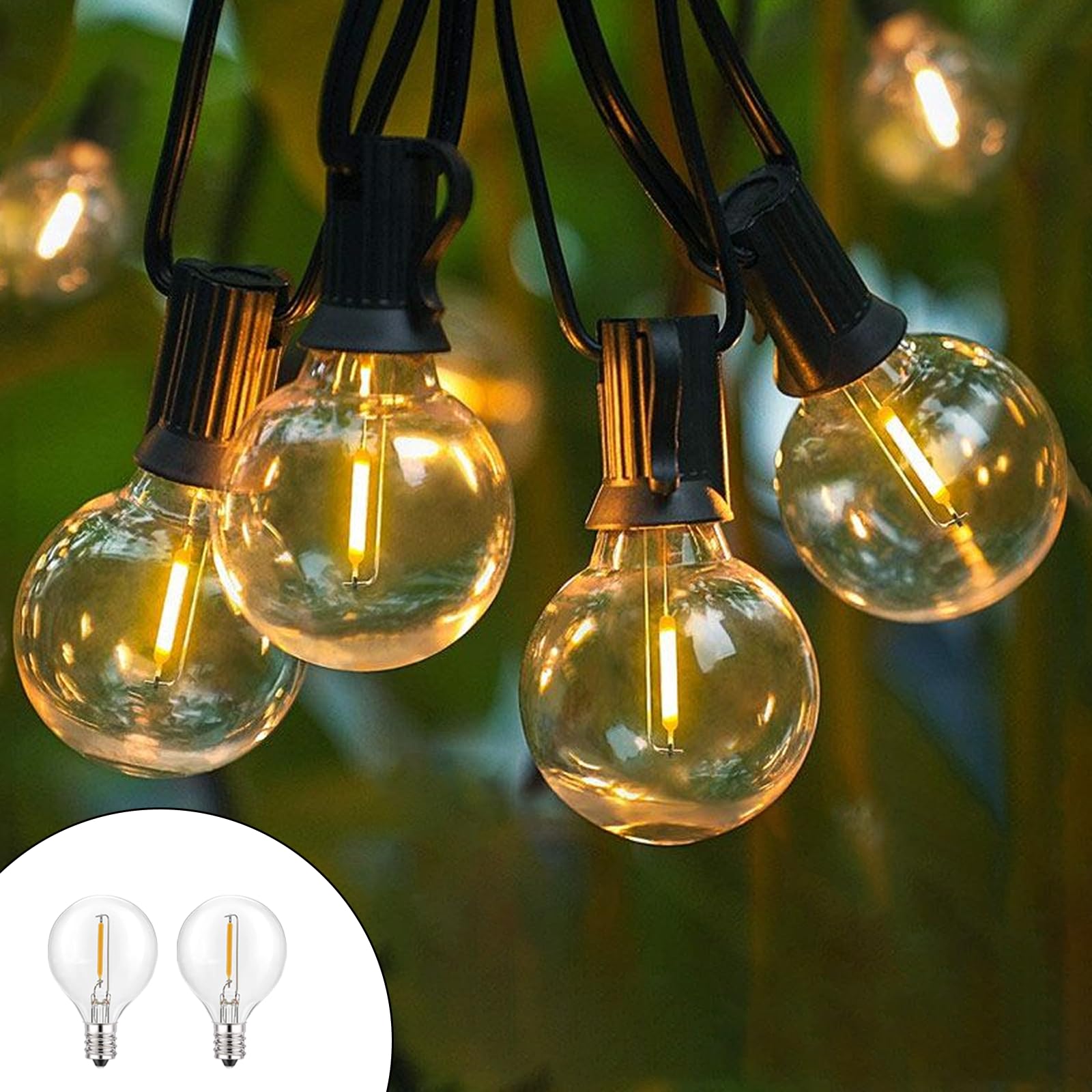 Guirnaldas luces exterior, 15M/50FT Guirnalda de Luces Exterior con 30+2 LED, IP44 Antifracturas, Guirnaldas Luminosas Exterior y Interior para Terraza Jardín Patio[Clase de eficiencia energética A]