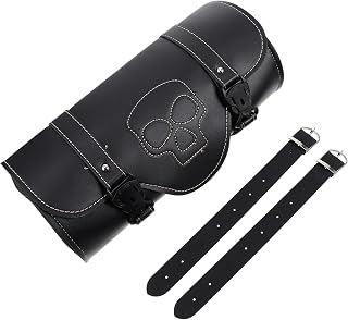 Motorcycle Bag Set Black Skull Quick Release Handlebar Bag and Tail Storage Side Pouch Riding Equipment for Cruiser and Touring Bikes