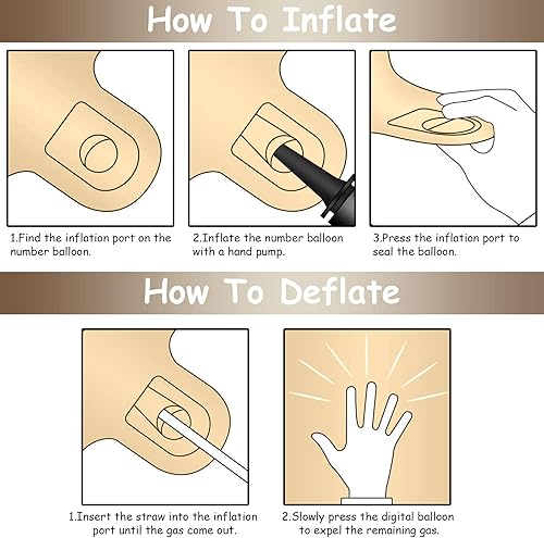 Miniatura 7 de Globos de cumpleaños número 30 beige para mujer globos gigantes de 40 pulgadas color marrón nude papel de aluminio con 30 números autoinflables