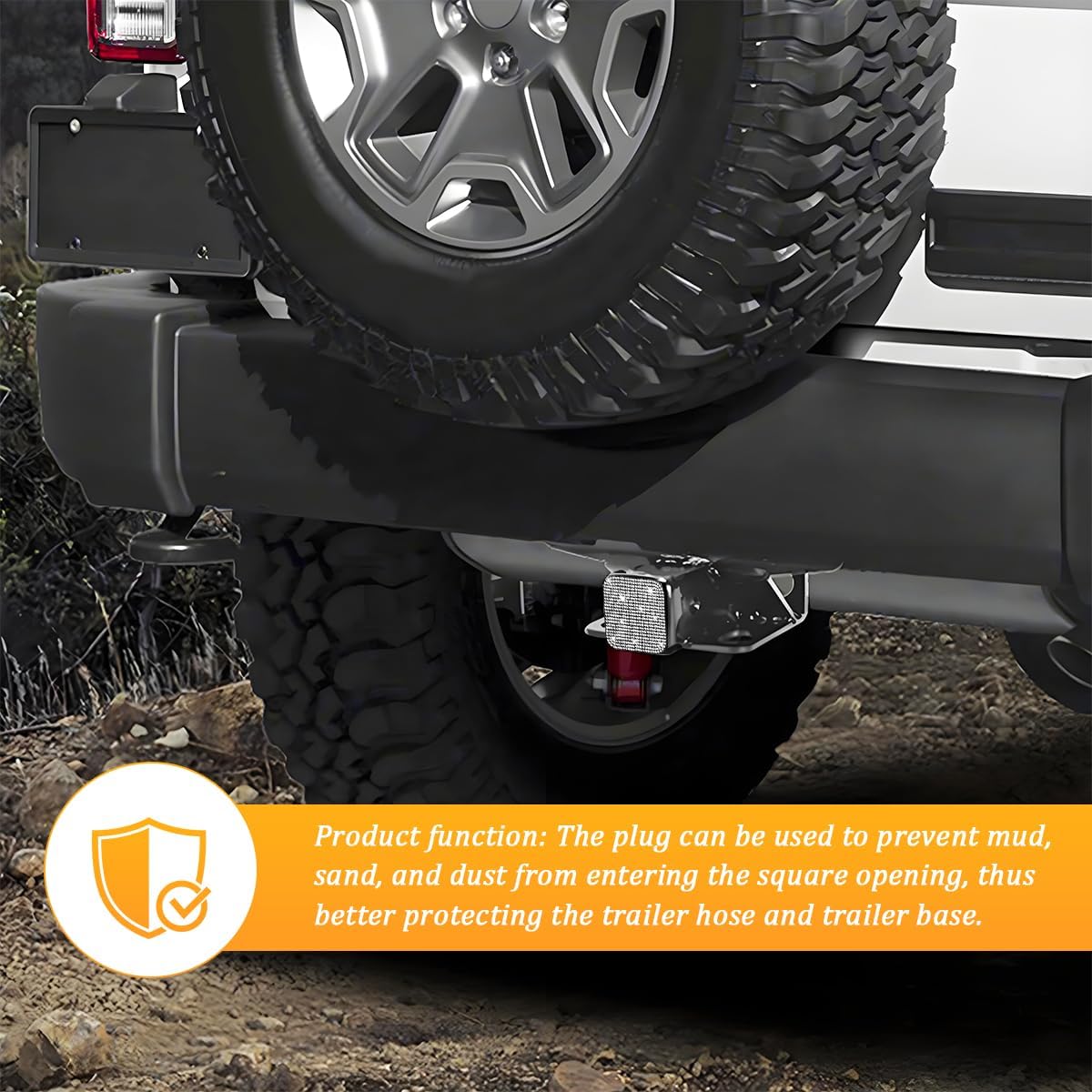Bling Trailer Hitch Cover, Crystal Rhinestone Towed Vehicle Hitch Tube Plug Insert Cap for 2 Inch Receivers, Anti Loss Tow Tube Plug Protective Cap, Universal for SUV RV Truck (White)