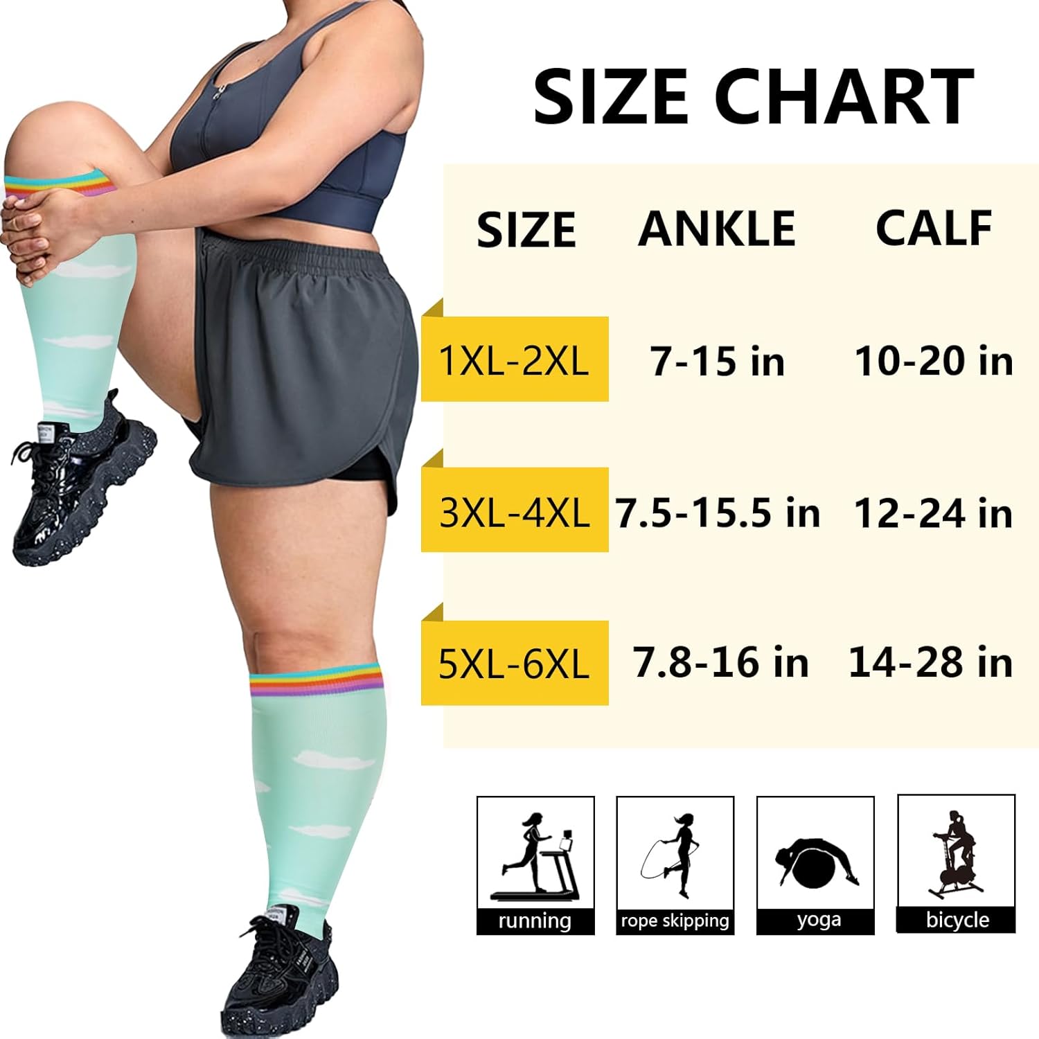 LOUSGUTA Open Toe Plus Size Compression Socks for Women & Men 15-20 mmhg Toeless Wide Calf Compression Support Knee High Socks - Image 3