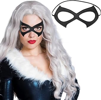 Komotu Black Leather Half Cat Eye Costume Mask Halloween Cosplay Accessory Party Props Favors
